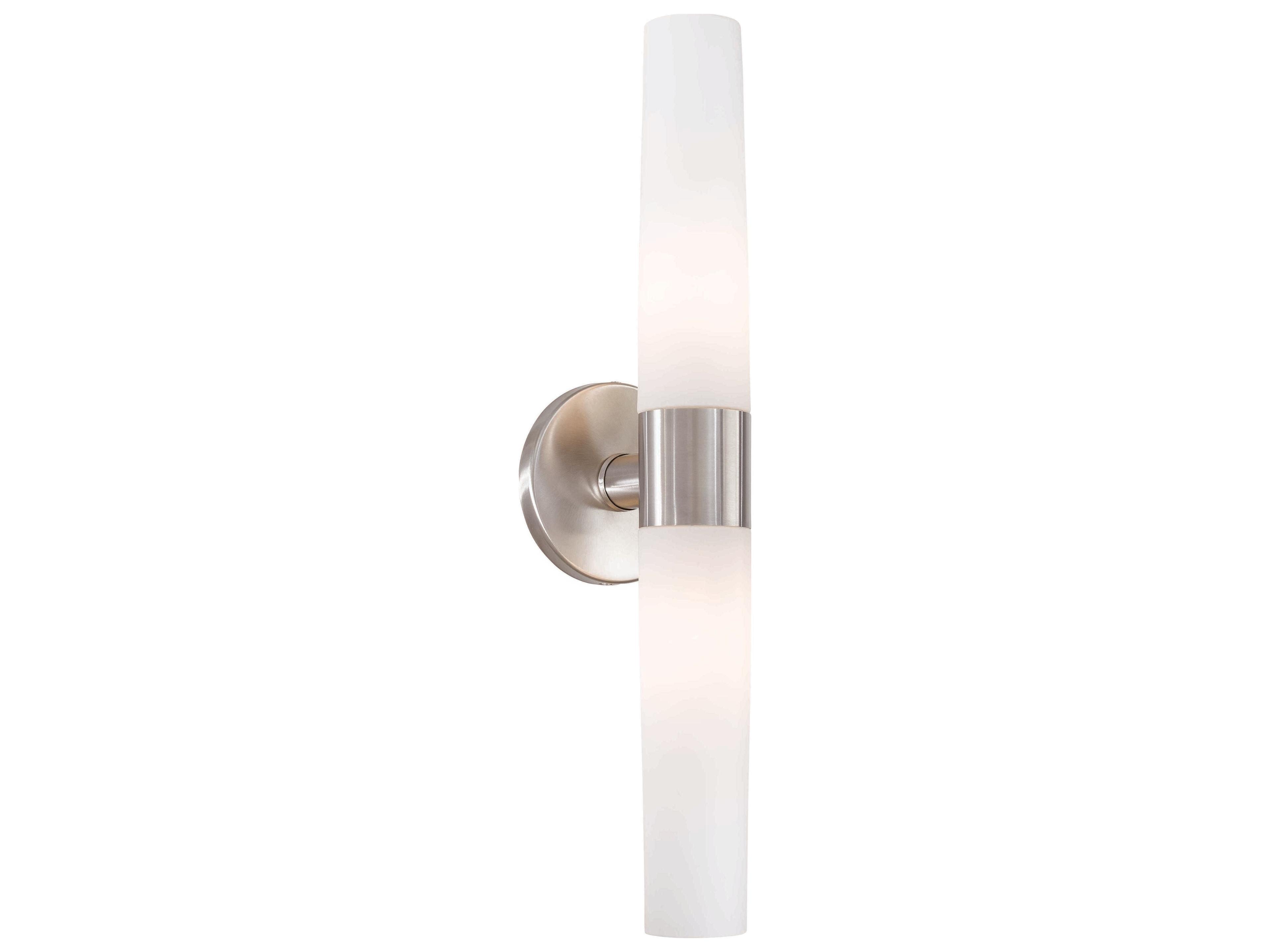 George Kovacs Saber 2-Light Brushed Stainless Steel Nickel Glass Wall Sconce