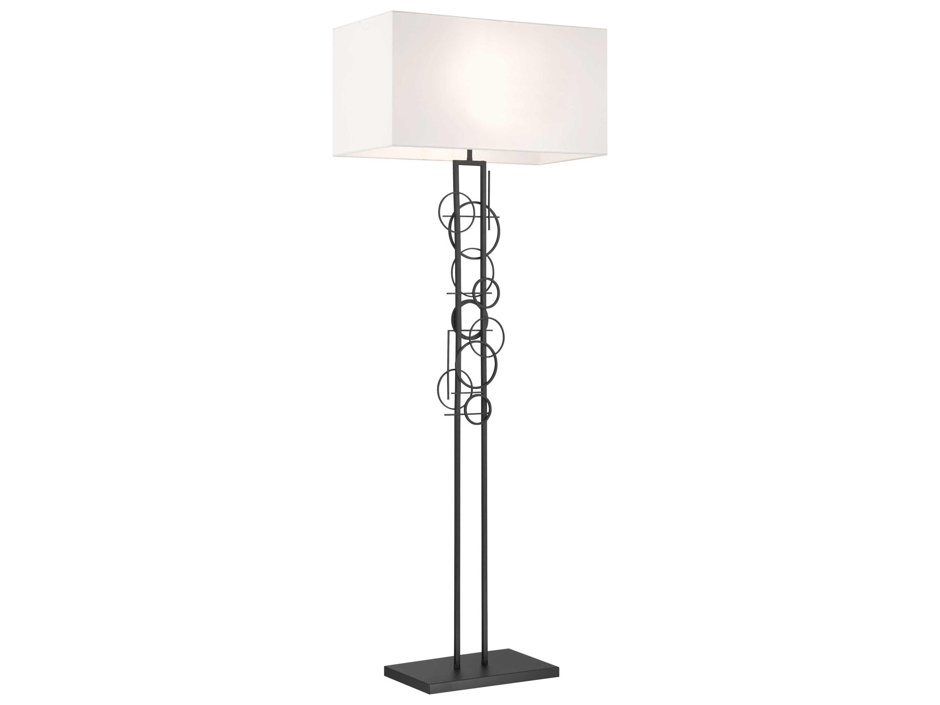 George Kovacs Tempo Sand Coal White Linen Fabric Black LED Floor Lamp