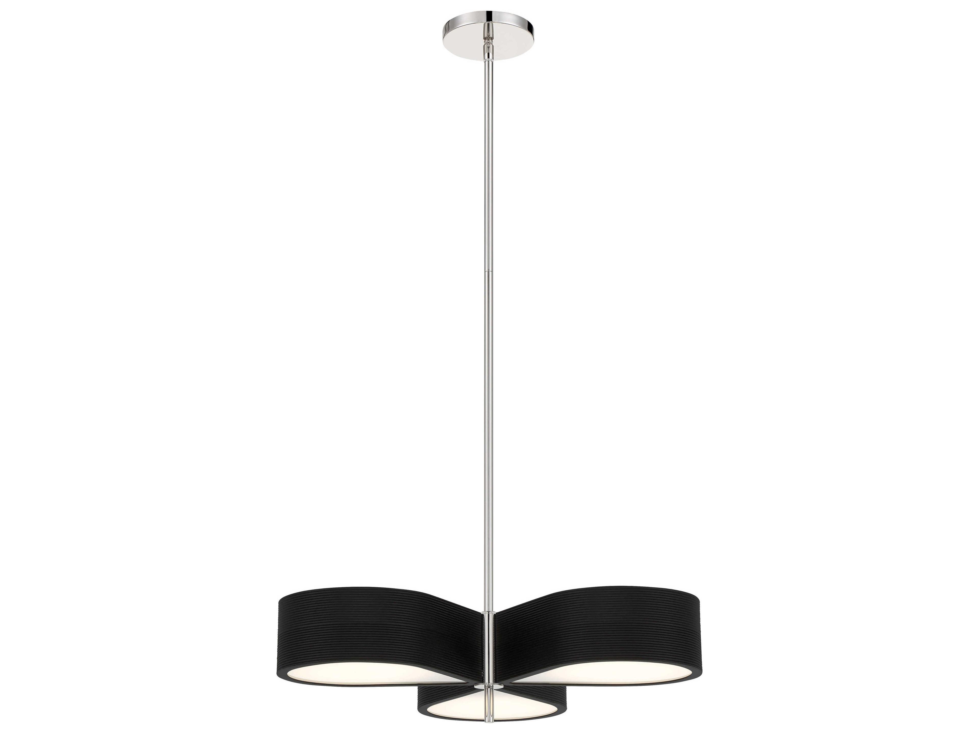 Side Step 3-Light Coal Polished Nickel High Black Glass LED Pendant