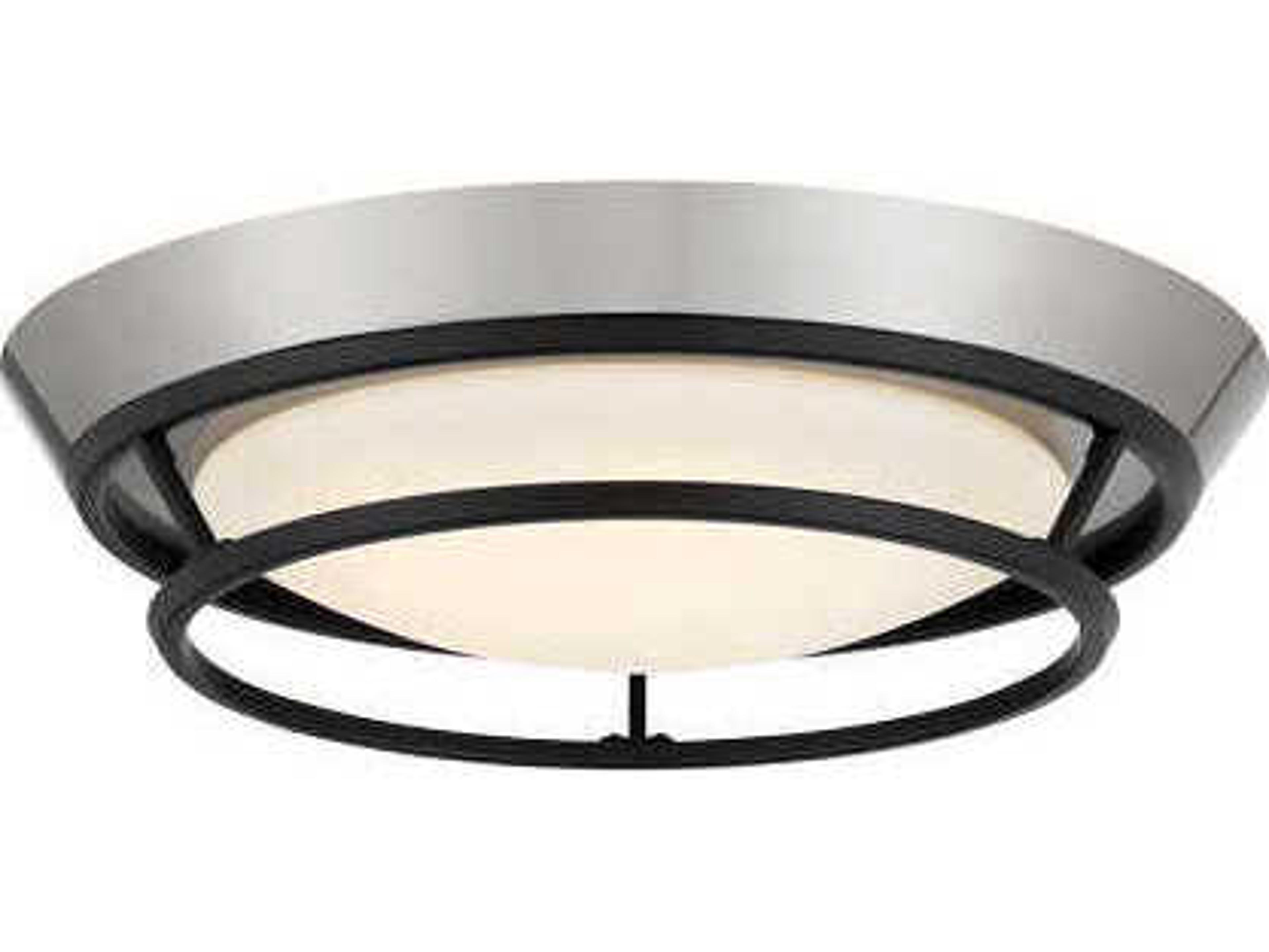 George Kovacs Beam Me Up 1-Light Coal Brushed Nickel Black Glass LED Round Flush Mount