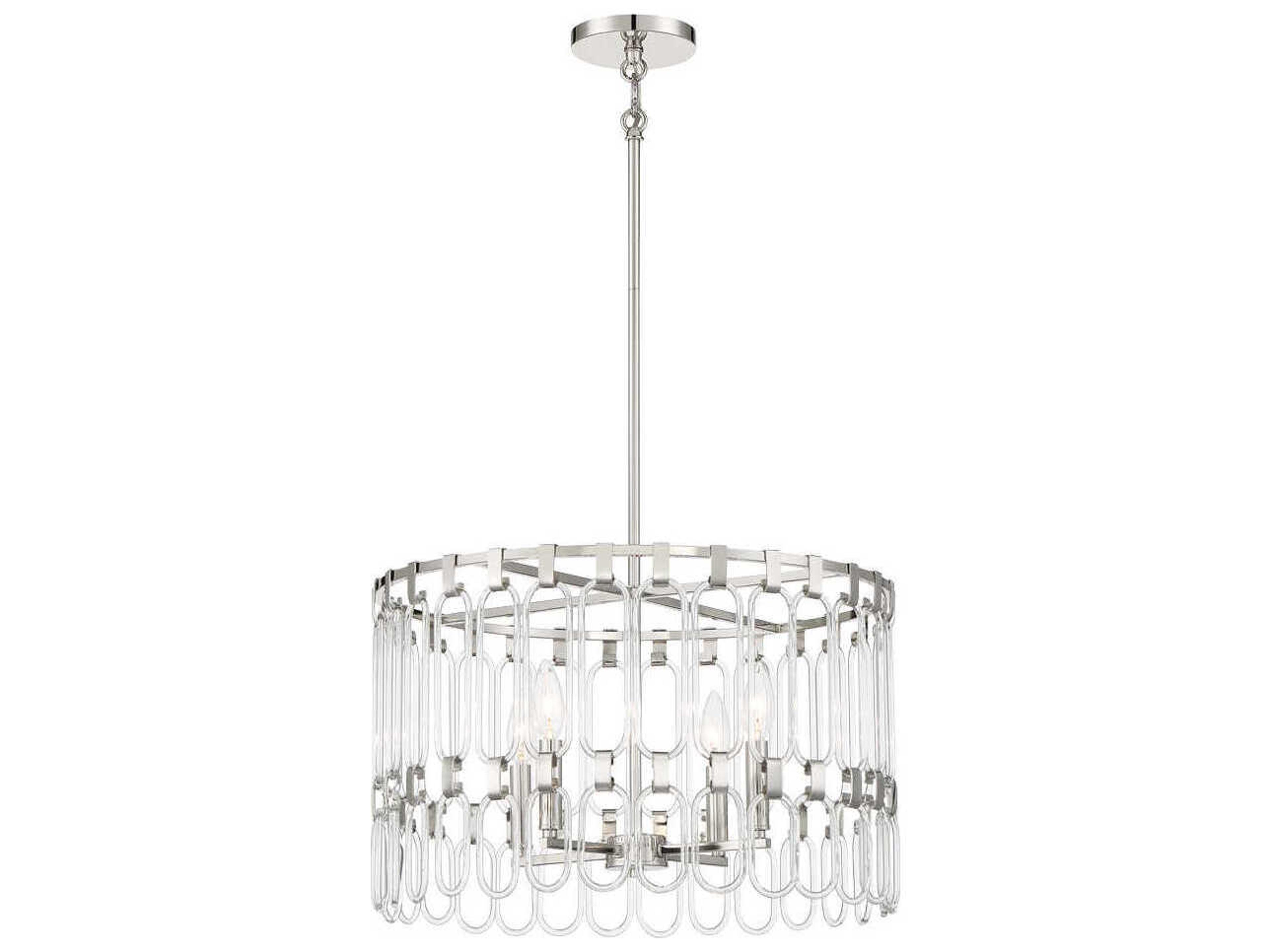 George Kovacs Charming 4-Light Polished Nickel Glass Candelabra Chandelier