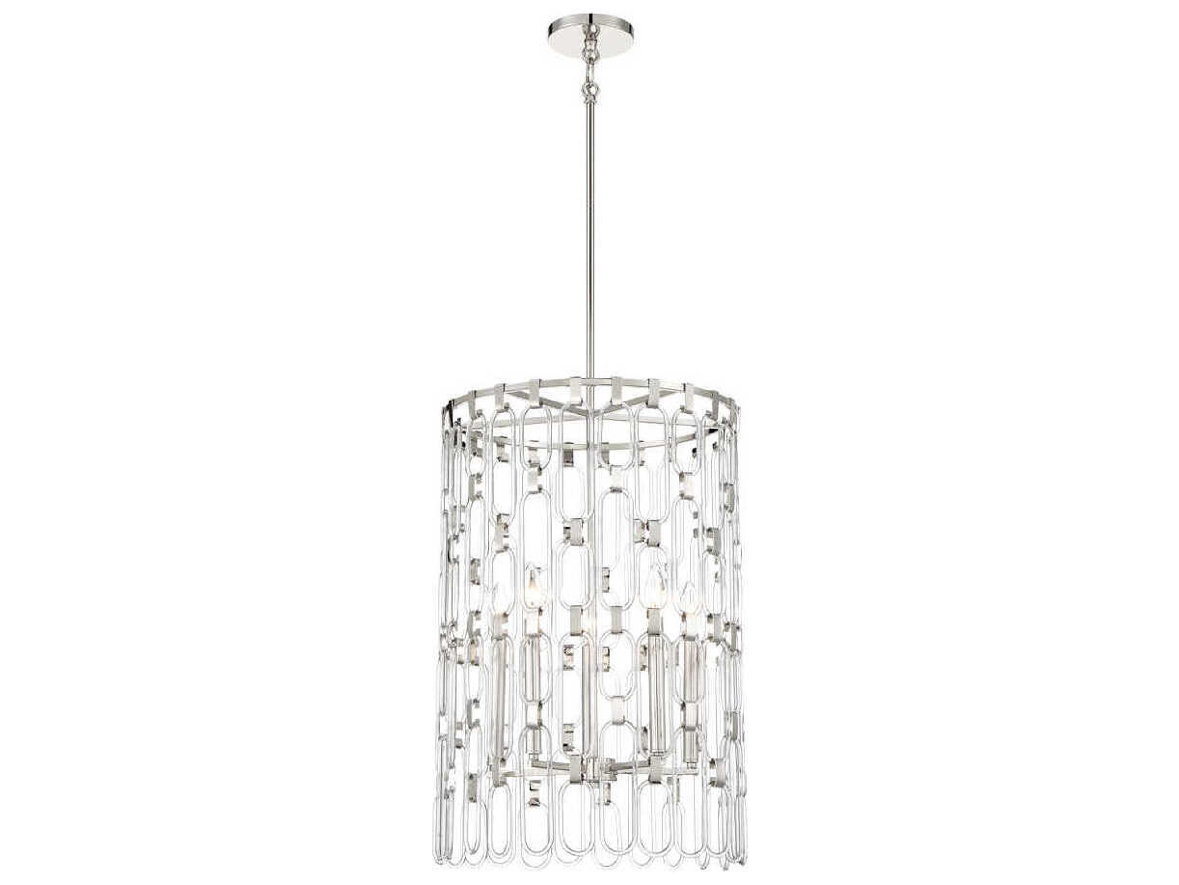 George Kovacs Charming 5-Light Polished Nickel Glass Candelabra Tiered Chandelier