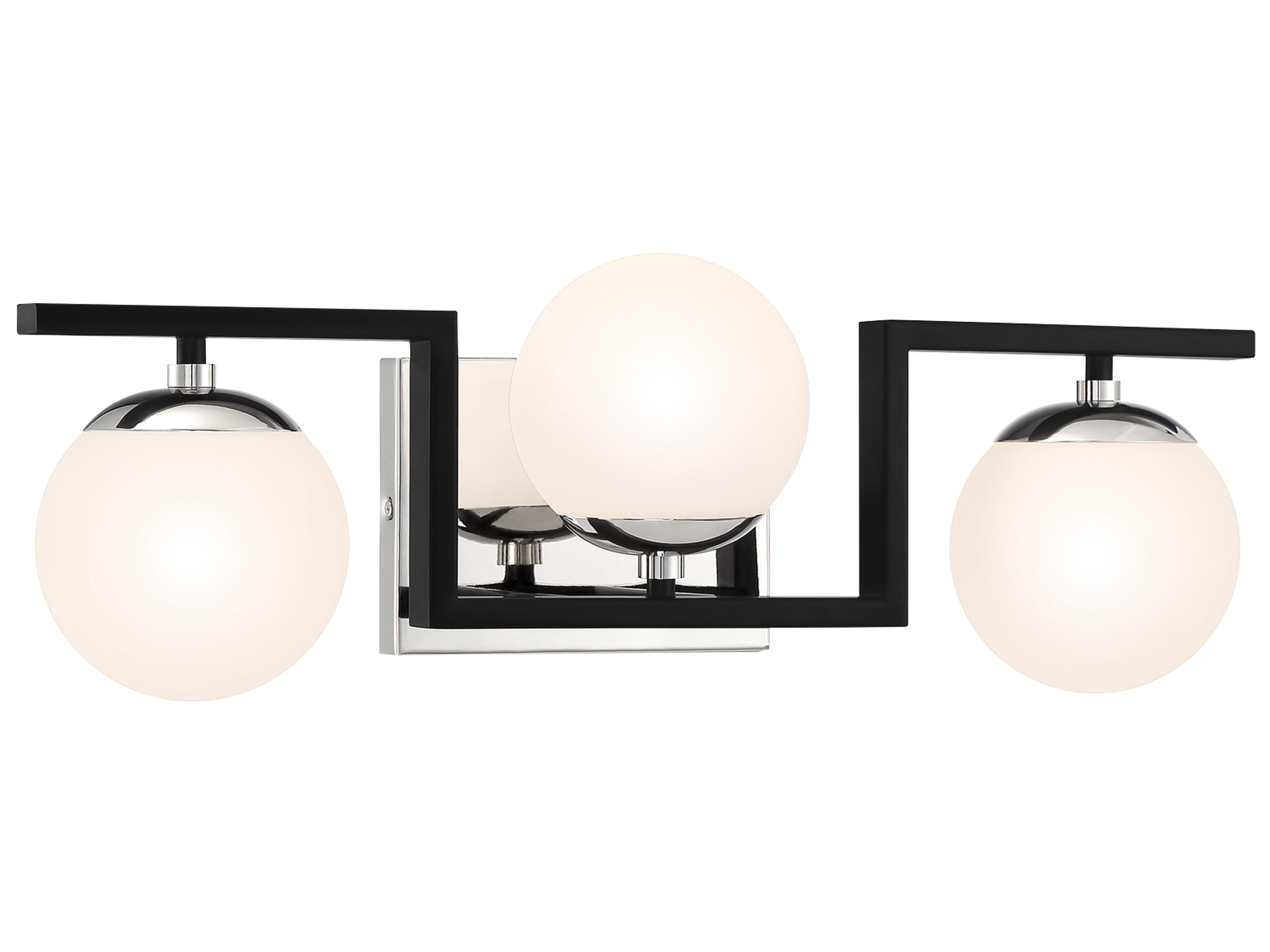 George Kovacs Alluria 3-Light Coal Polished Nickel Black Glass Vanity Light