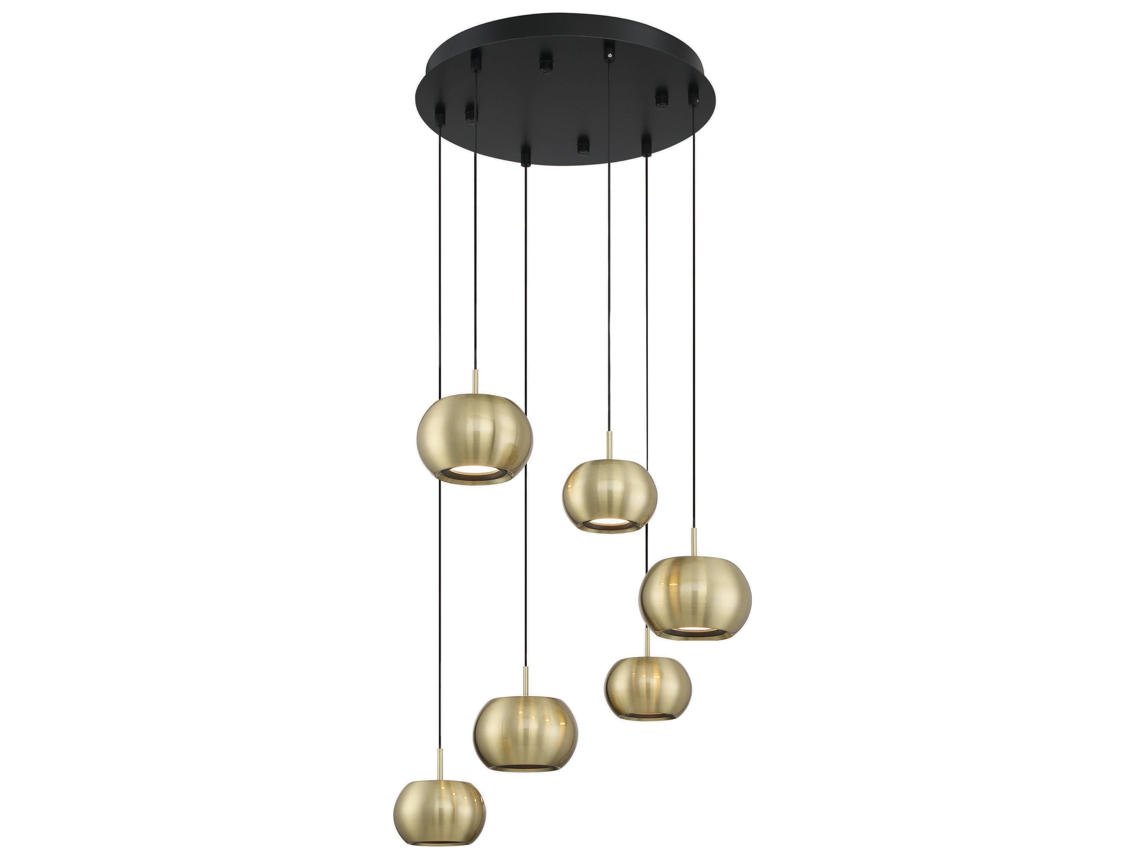 Halo 6-Light Coal Brushed Gold Black LED Globe Pendant