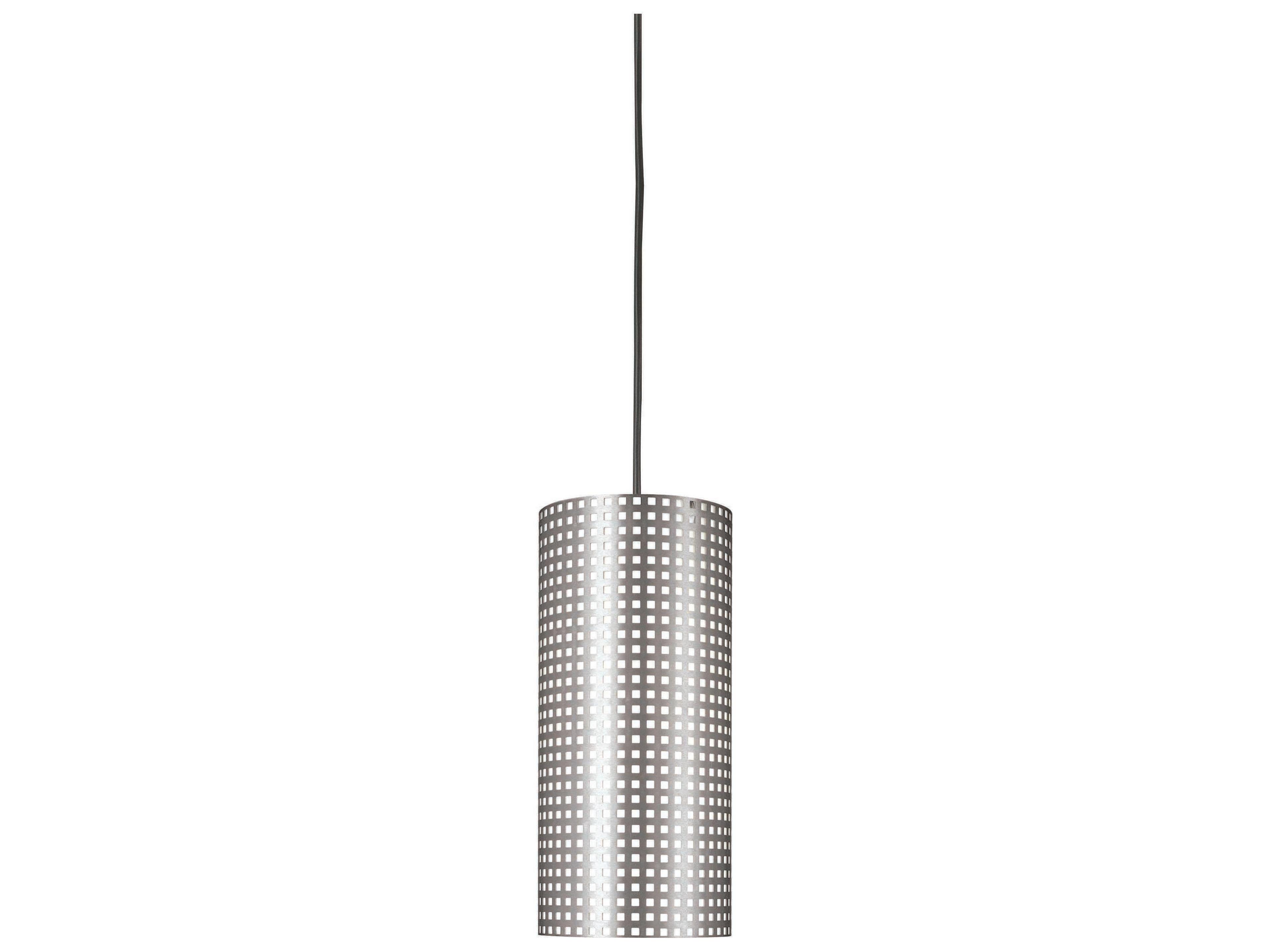Grid 1-Light Brushed Nickel Cylinder Mini Pendant