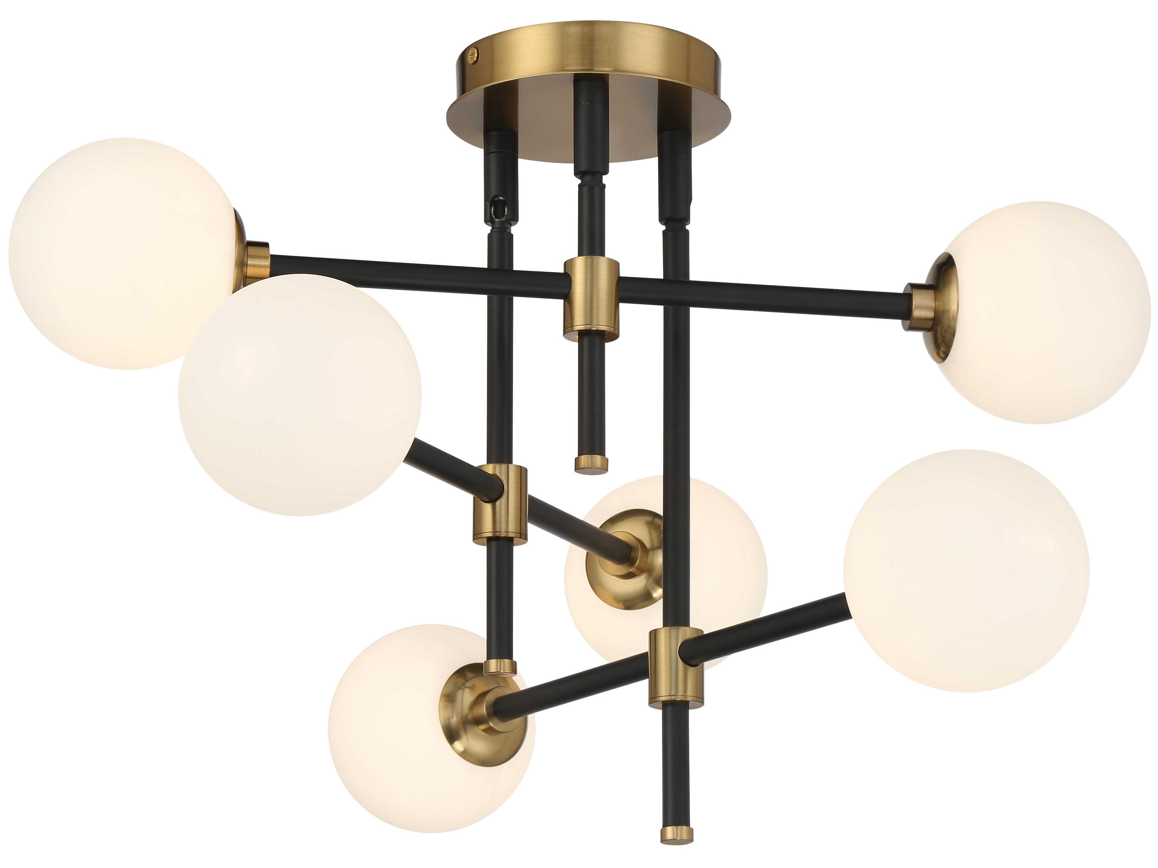 George Kovacs Cosmet 6-Light Coal Aged Brass Globe Sputnik Semi Flush Mount