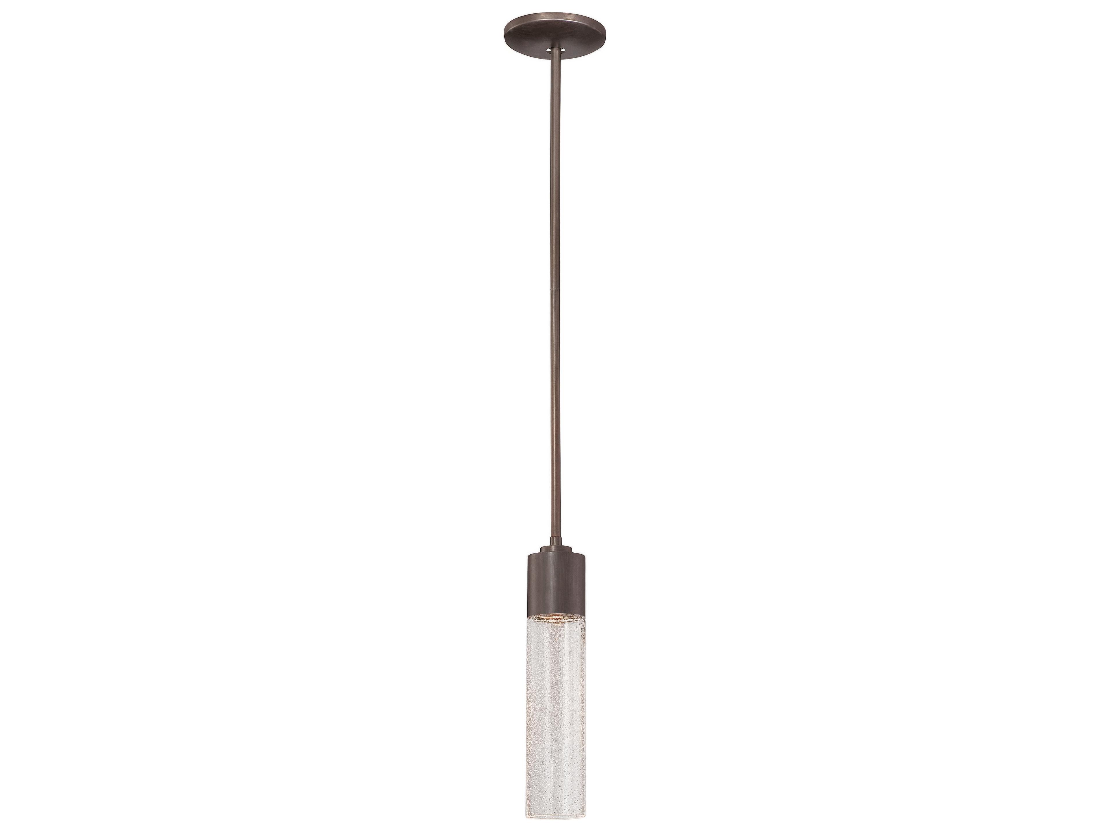 Light Rain 1-Light Copper Bronze Patina Glass LED Cylinder Mini Pendant