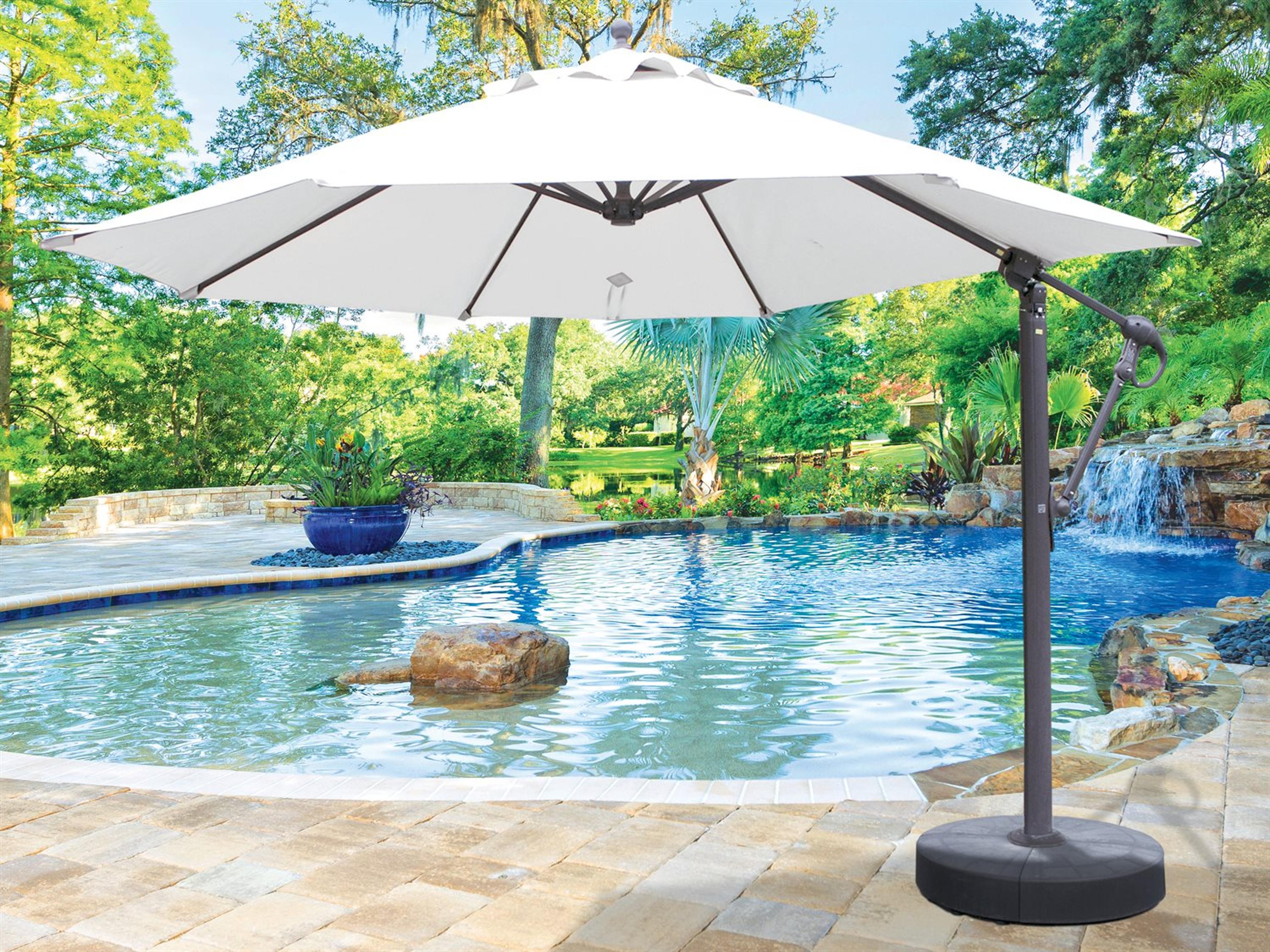 Galtech Quick Ship Cantilever Aluminum 11 Foot Octagon Easy Lift Offset Outdoor Patio Umbrella