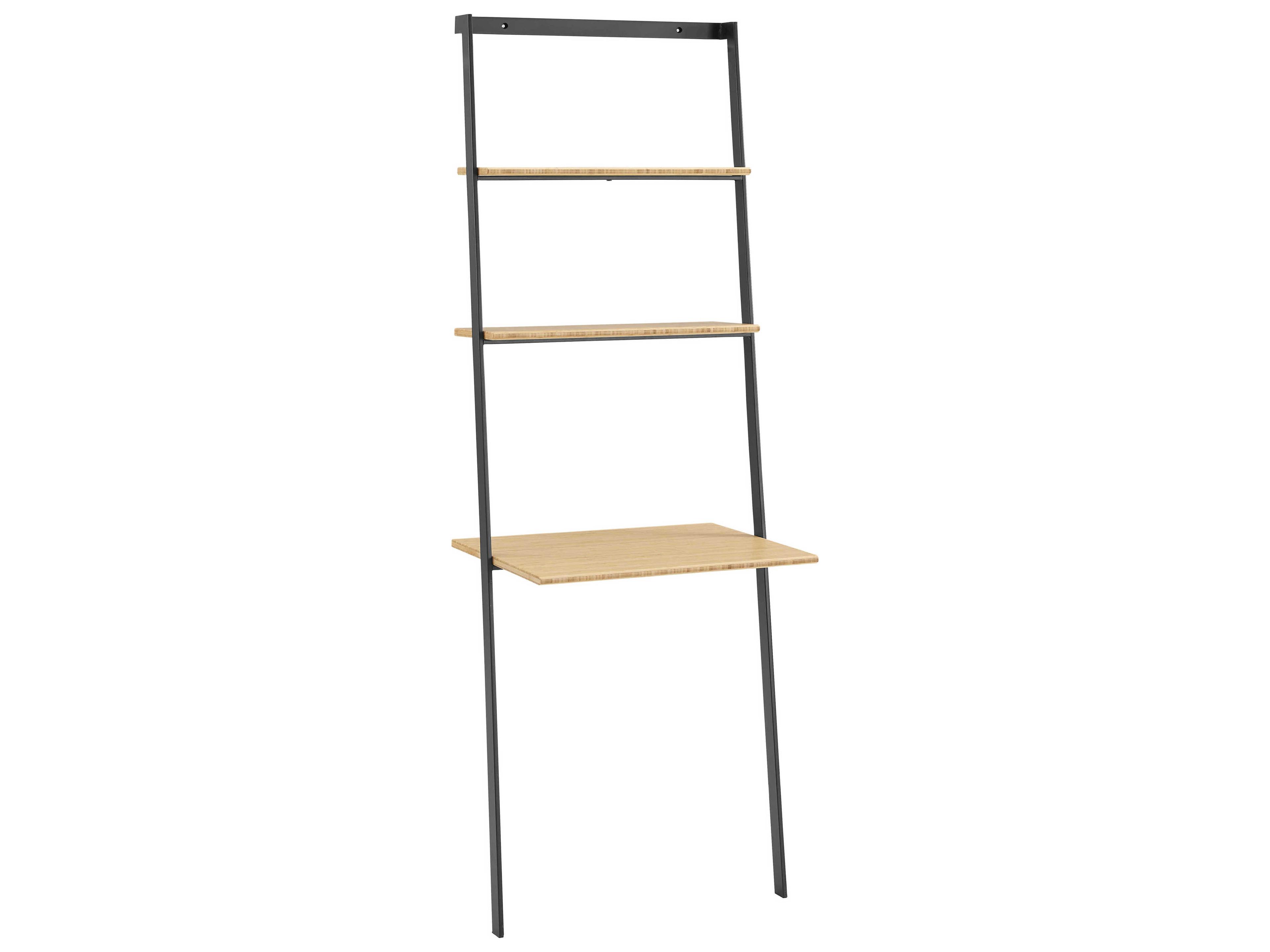Greenington Santa Cruz Wheat Black Bamboo Wood Leaning Ladder Desk