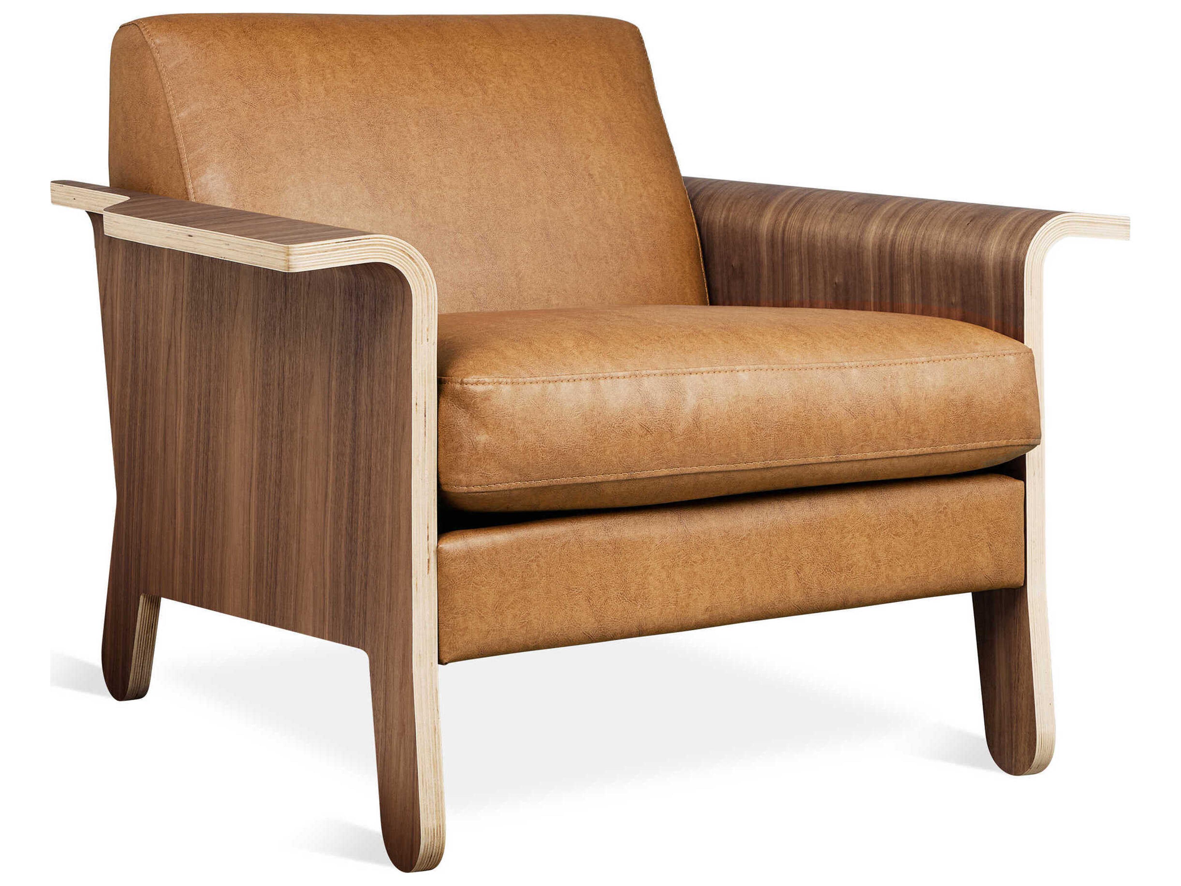 Gus* Modern Lodge Vegan Appleskin Cognac Brown Leather Accent Chair