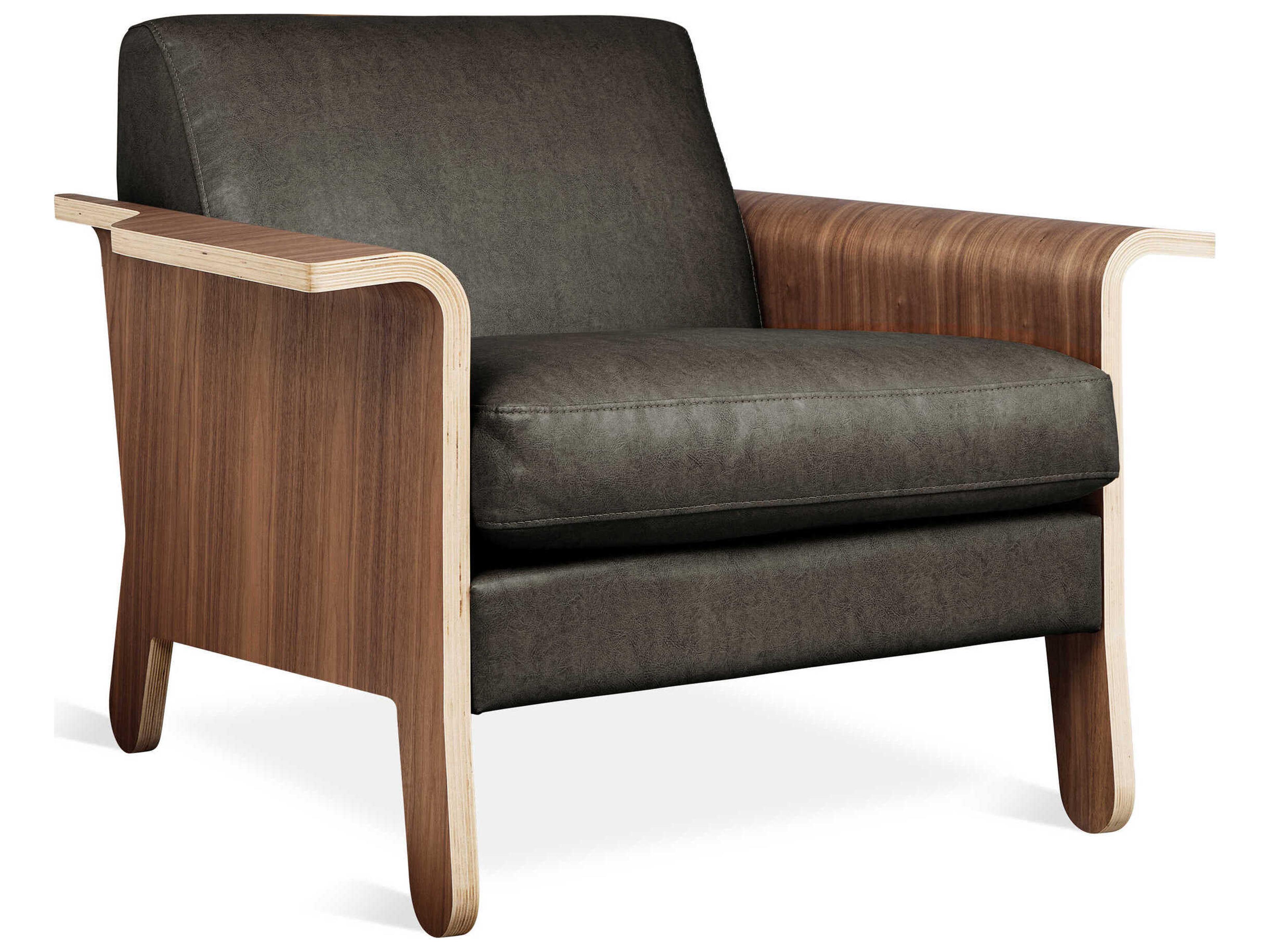 Gus* Modern Lodge Vegan Appleskin Licorice Black Leather Accent Chair