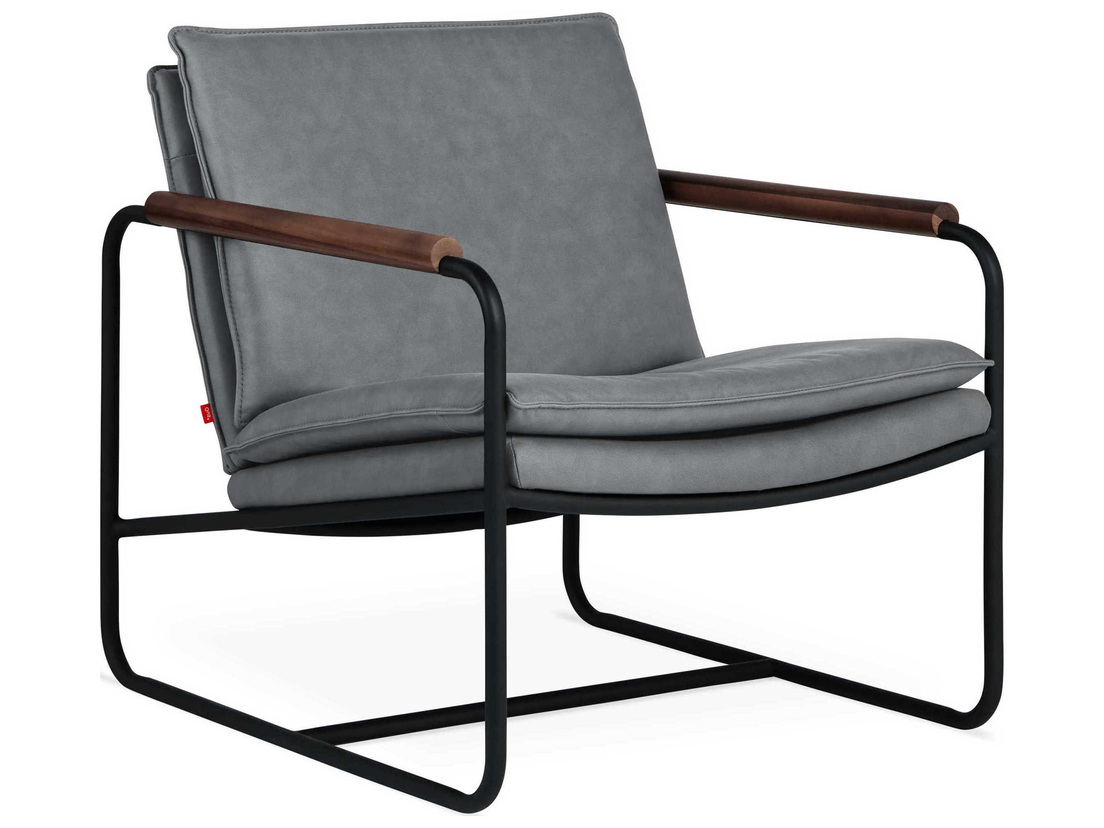 Gus* Modern Kelso Black Leather Accent Chair