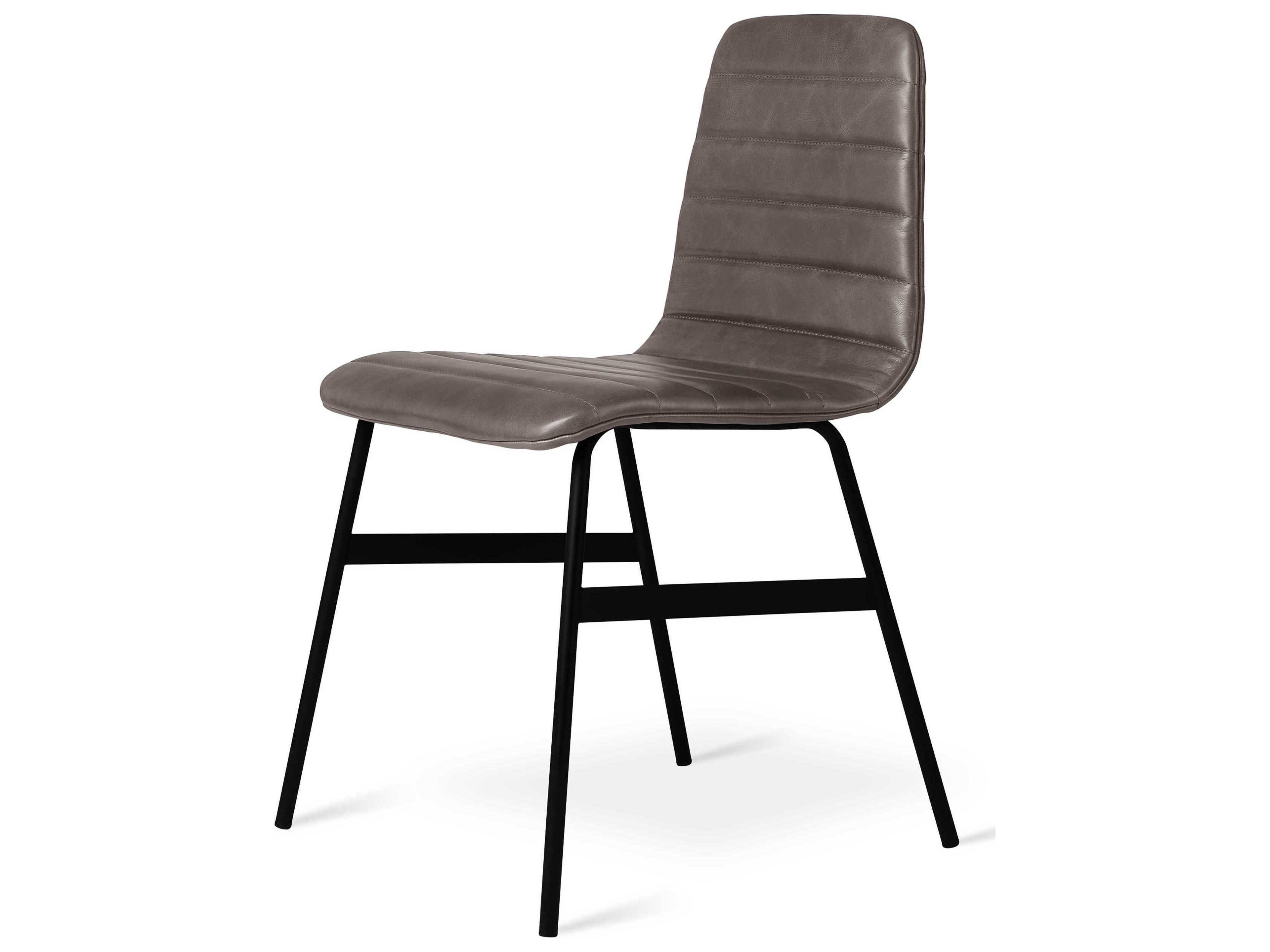 Gus* Modern Lecture Leather Gray Upholstered Side Dining Chair