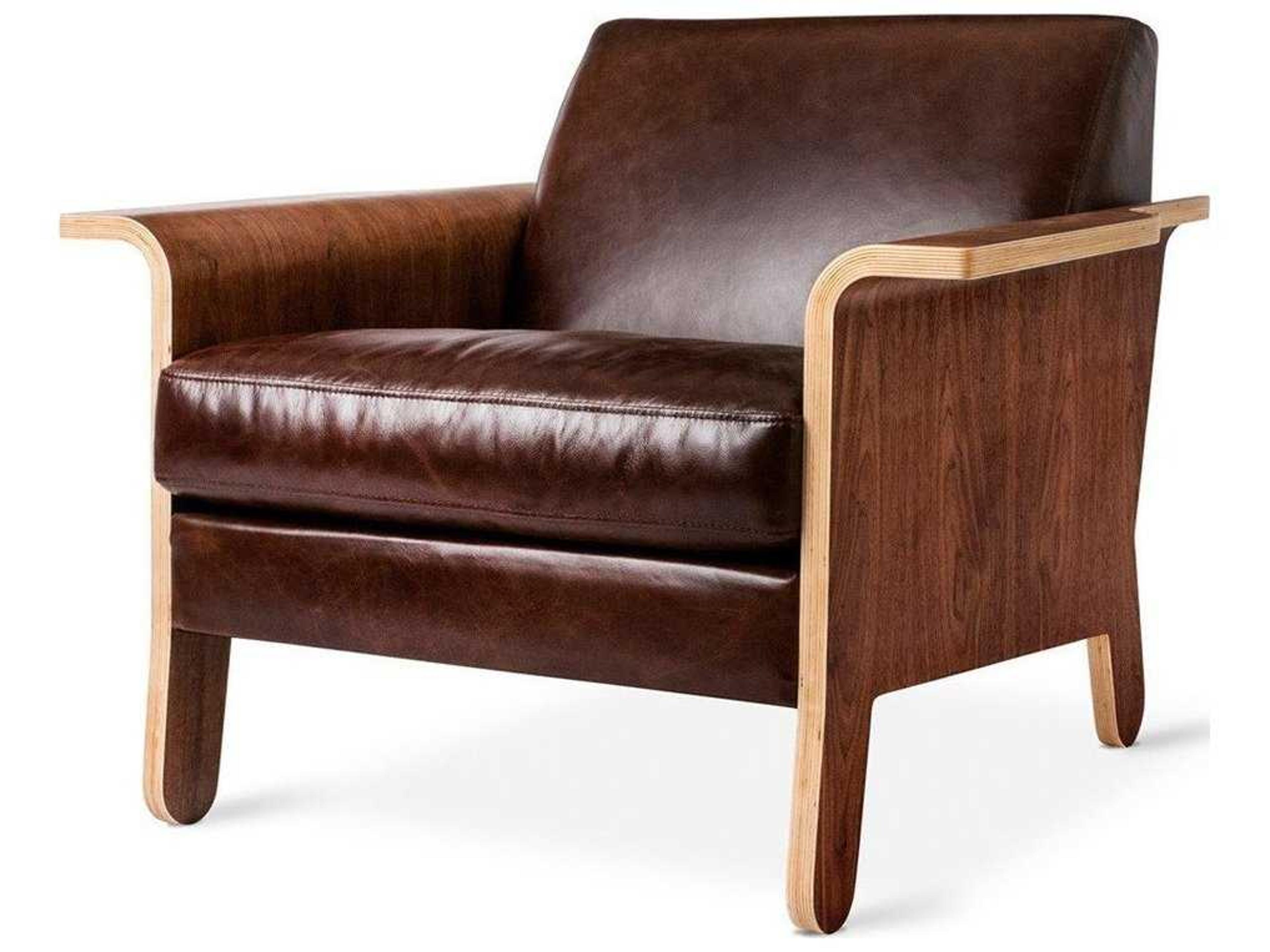Gus* Modern Lodge Brown Leather Accent Chair
