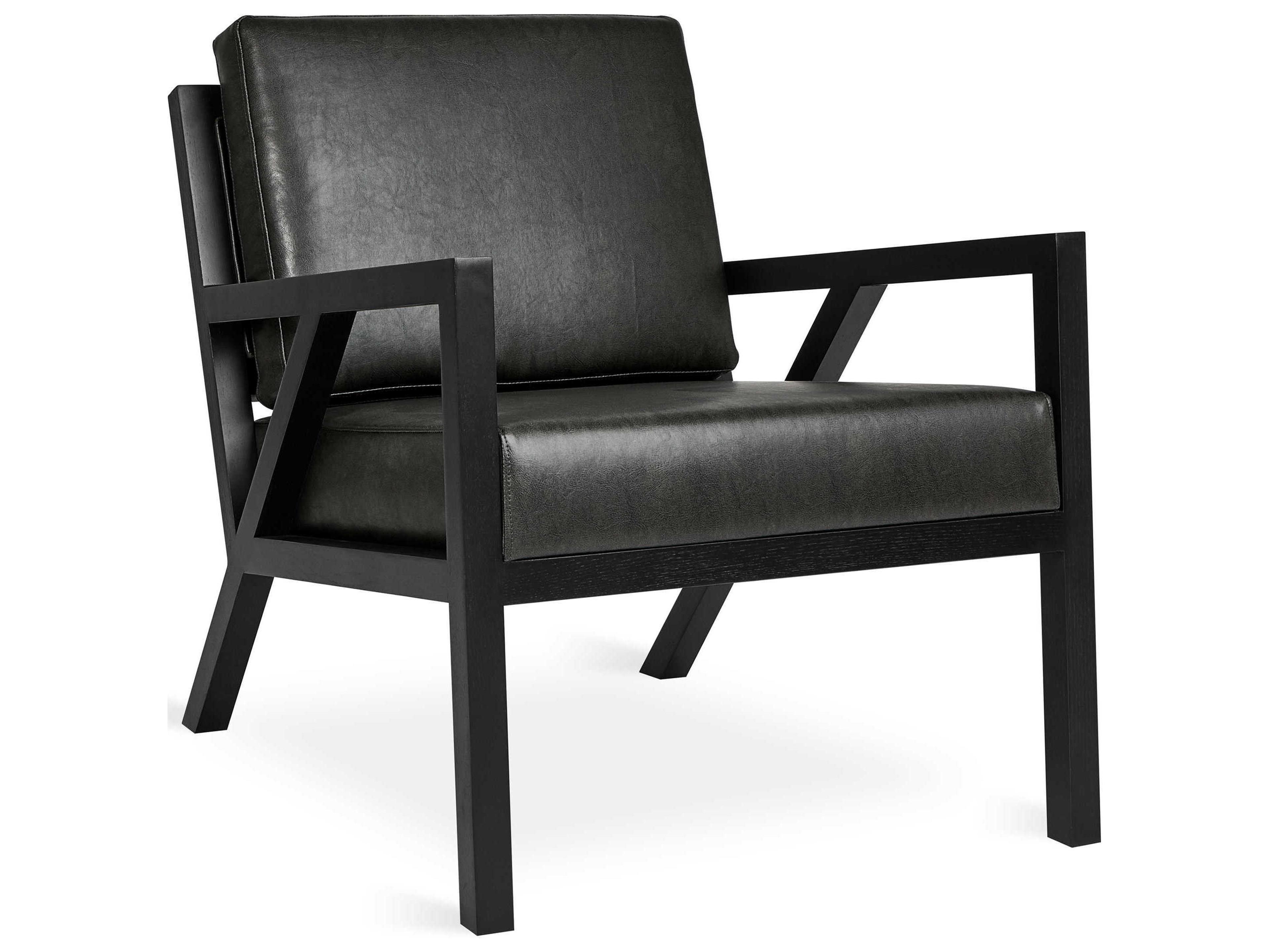Gus* Modern Truss Black Leather Accent Chair
