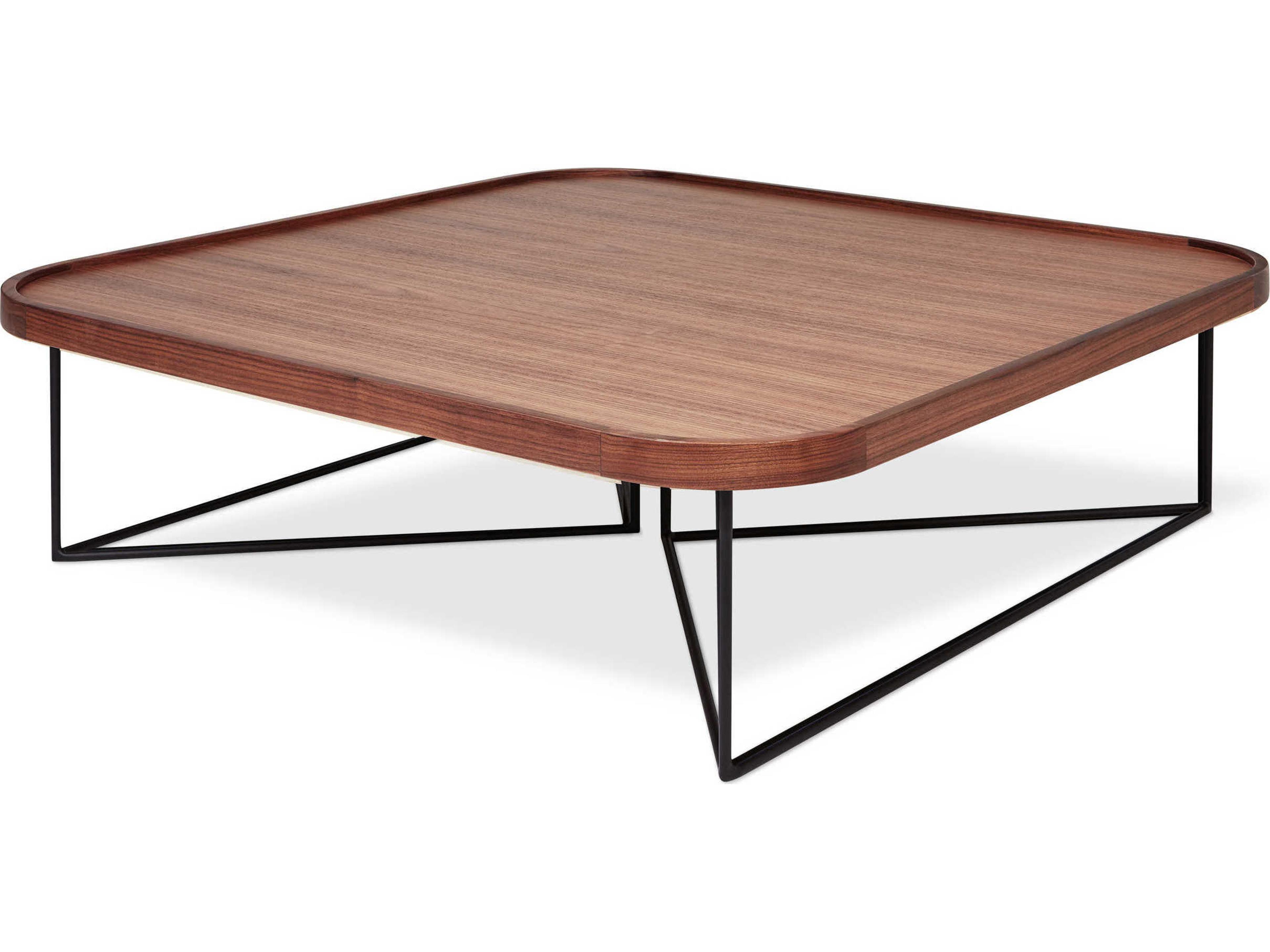 Gus* Modern Porter Square Wood Walnut Black Coffee Table