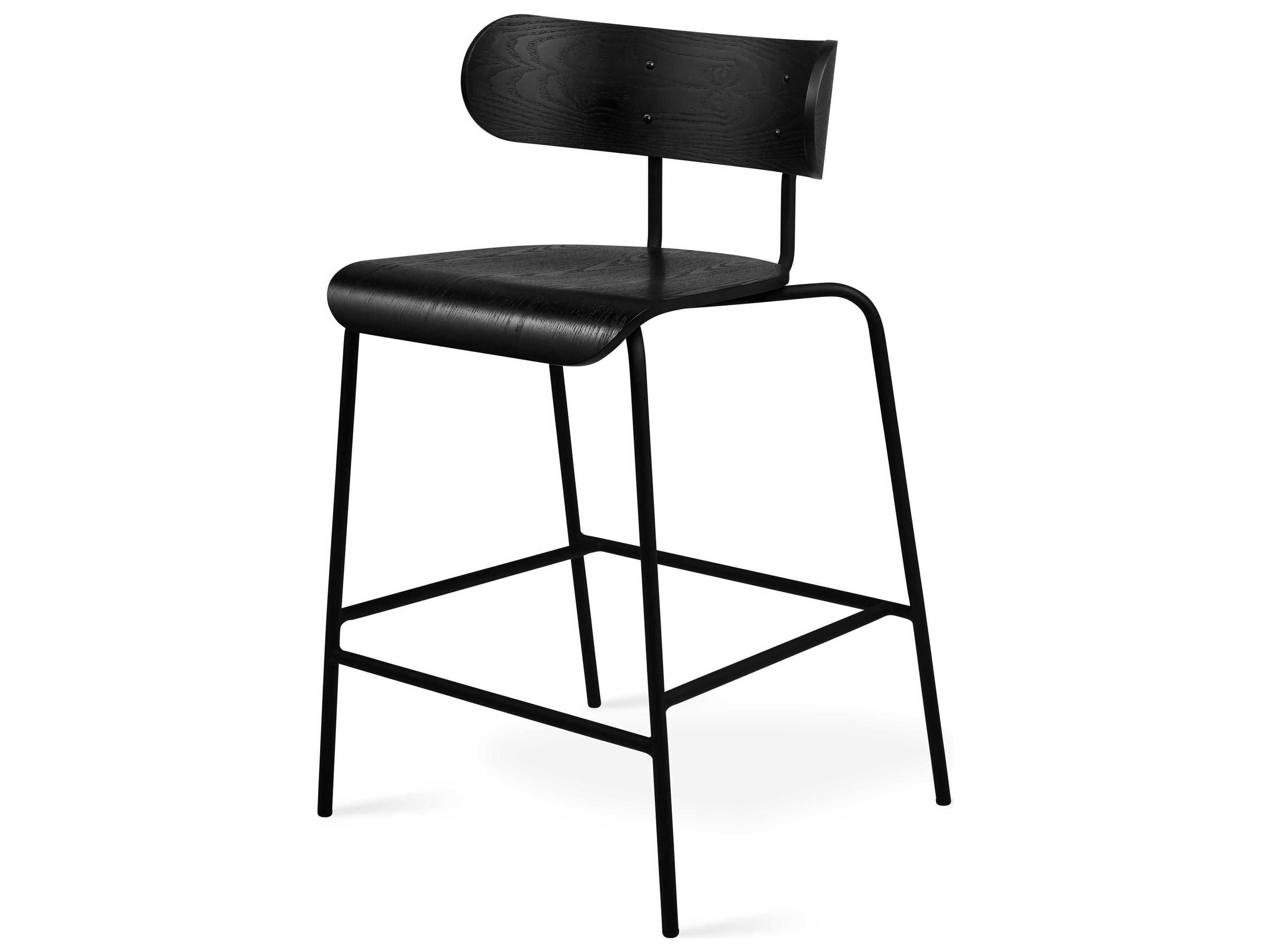 Gus* Modern Bantam Ash Wood Black Counter Stool