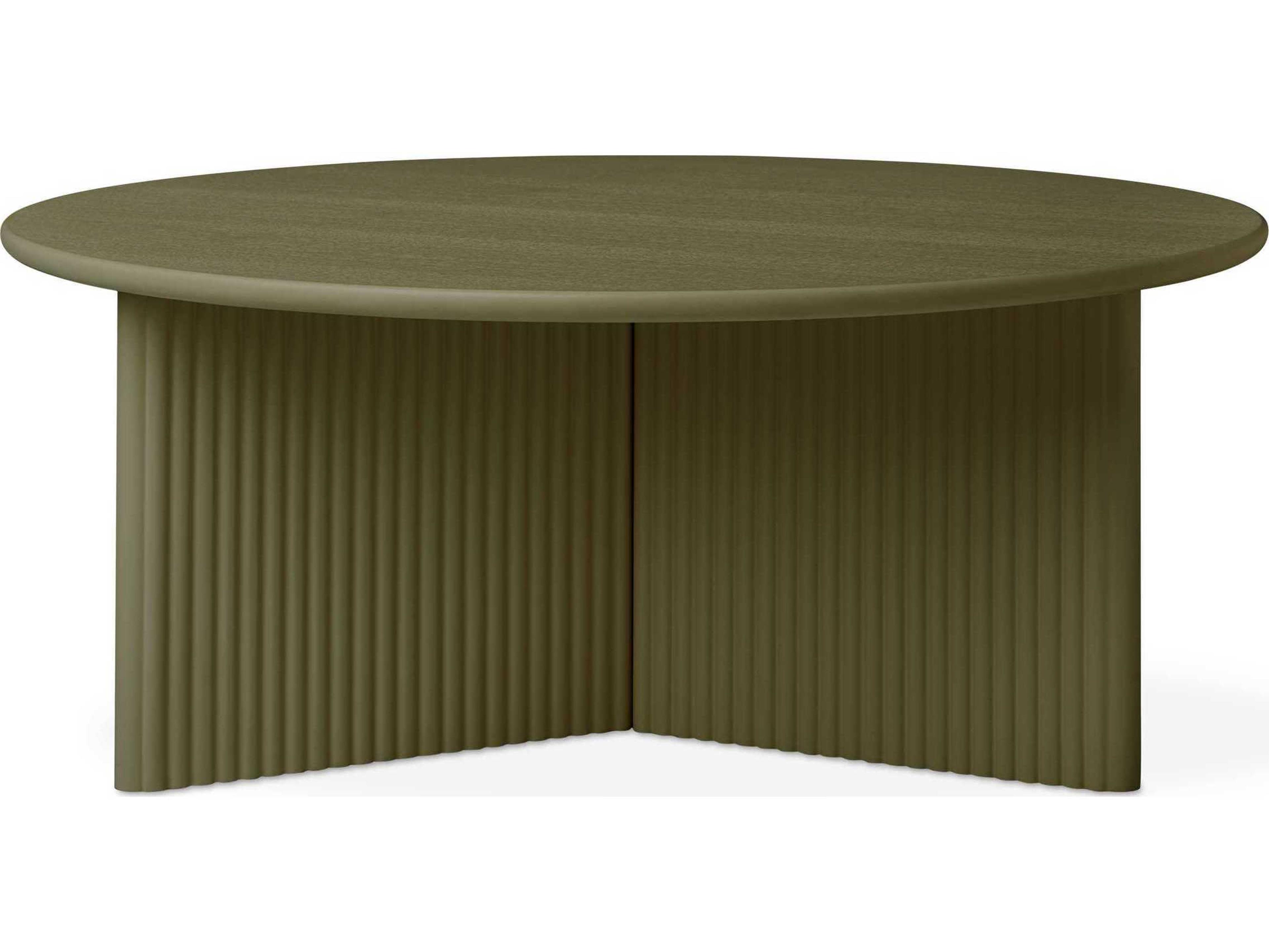 Gus* Modern Odeon Round Wood Olive Coffee Table