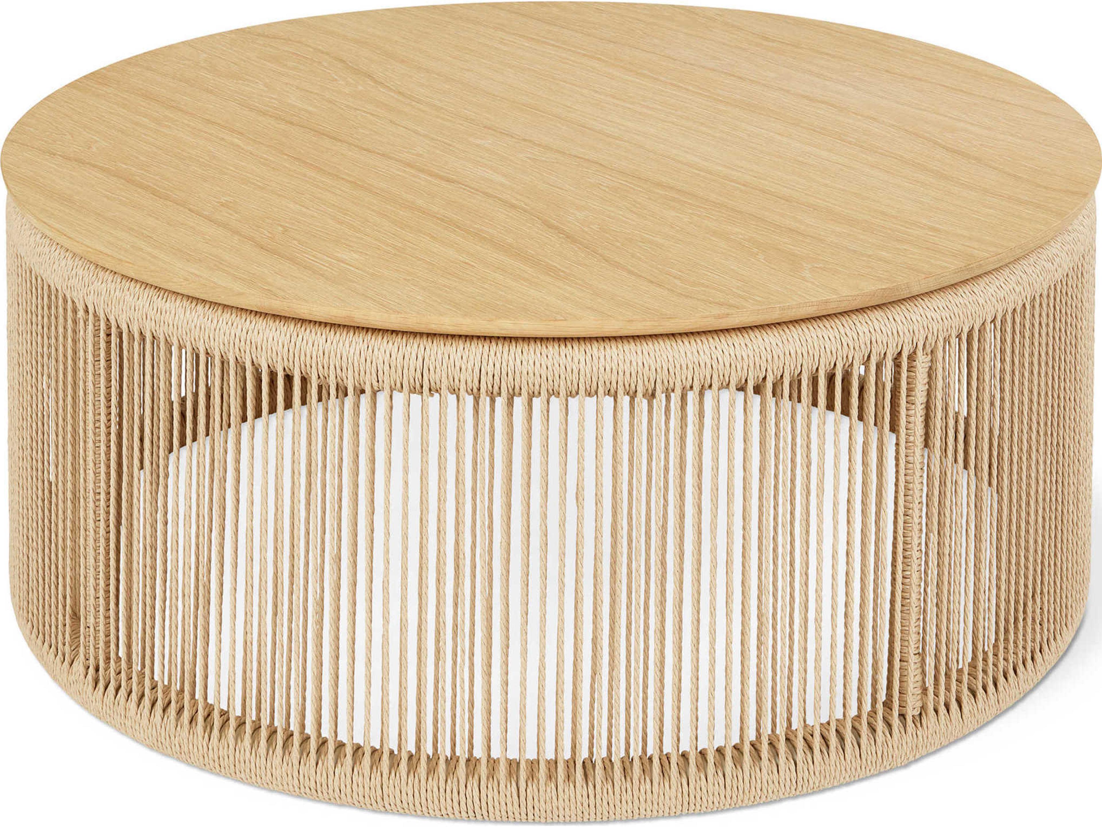 Gus* Modern Palma Round Wood White Oak Coffee Table