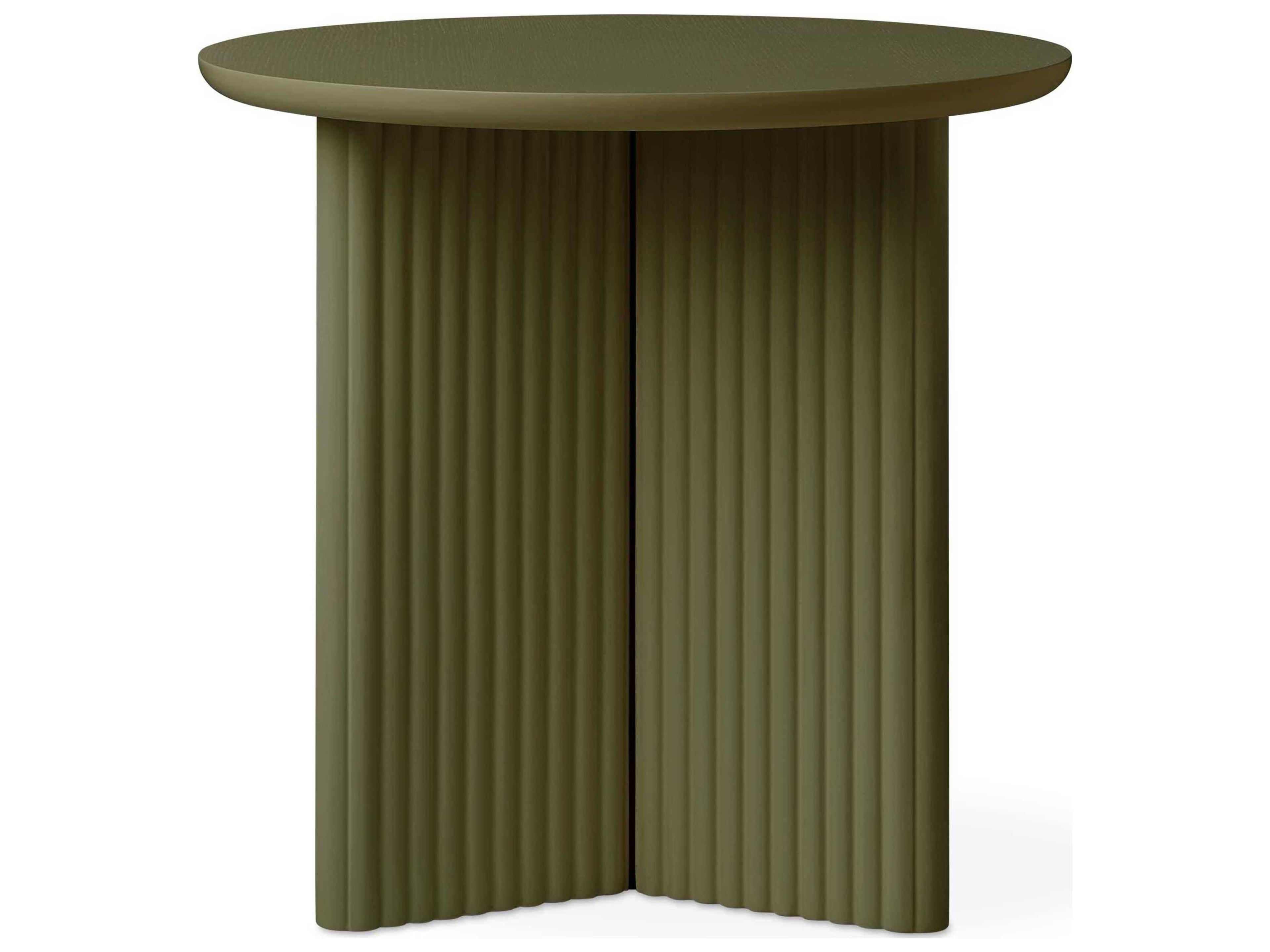 Gus* Modern Odeon Round Wood Olive End Table