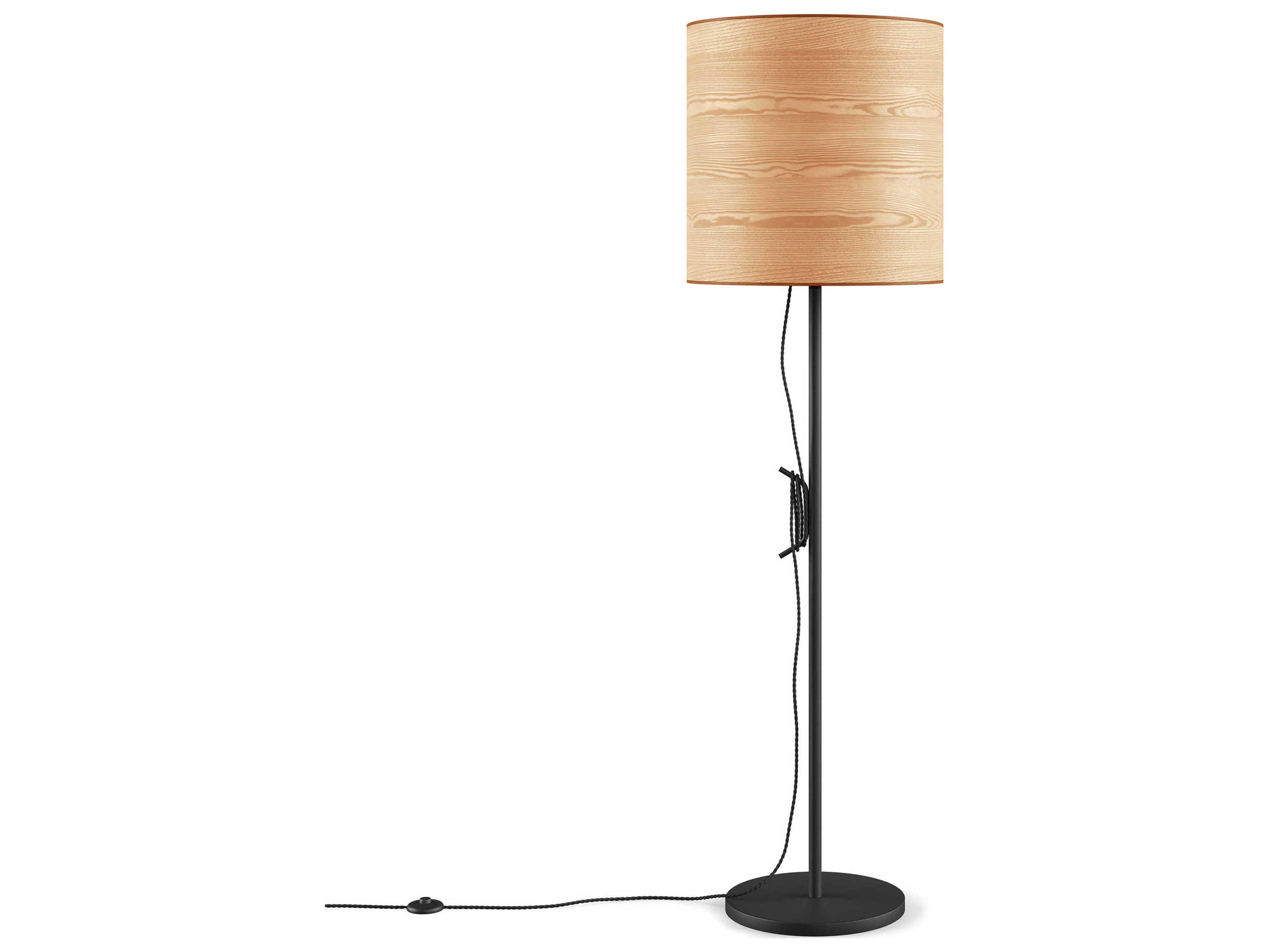 Gus* Modern Milton Ash Veneer Black Brown Floor Lamp
