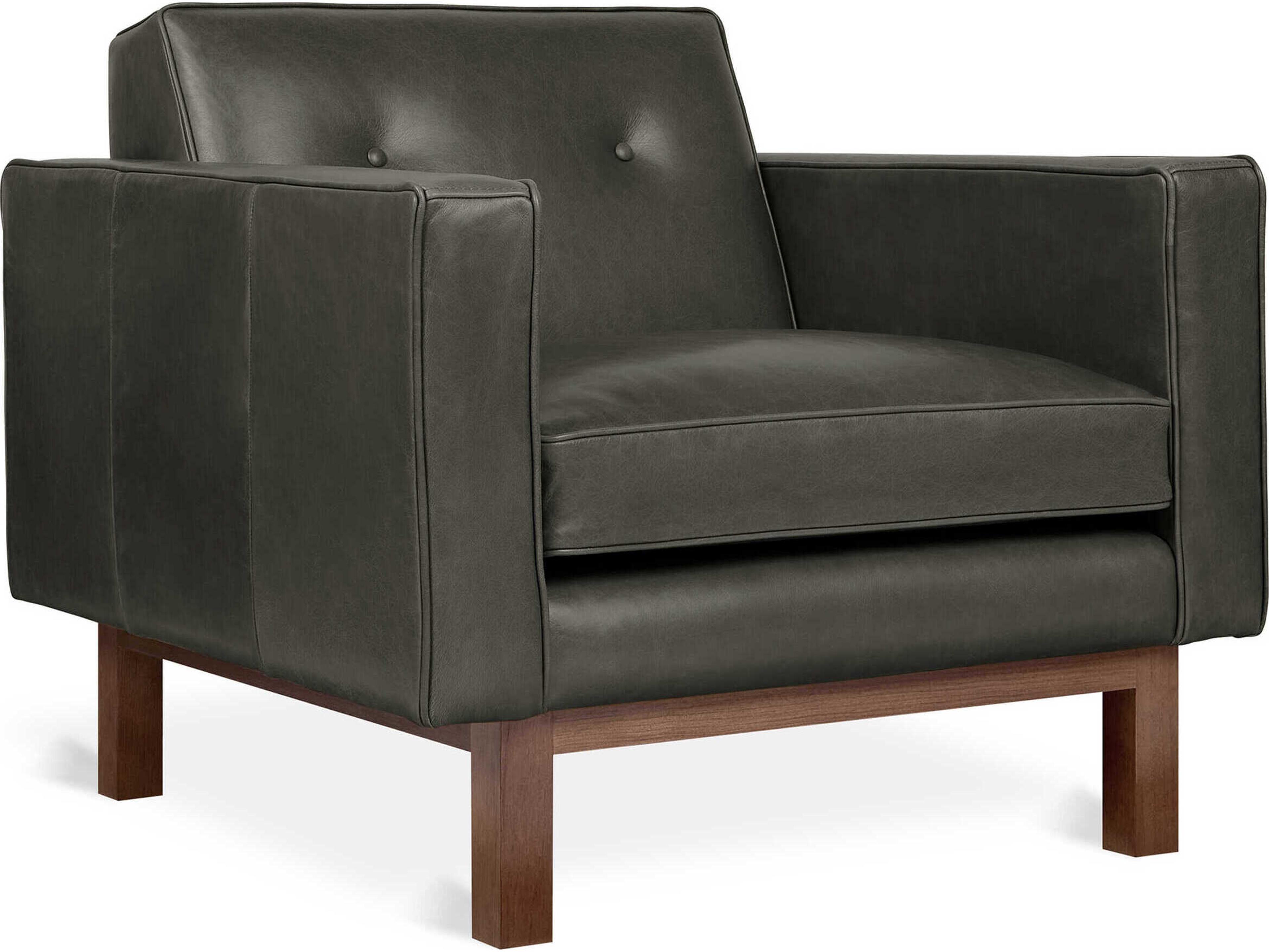 Gus* Modern Embassy Tucson Charcoal Black Leather Accent Chair