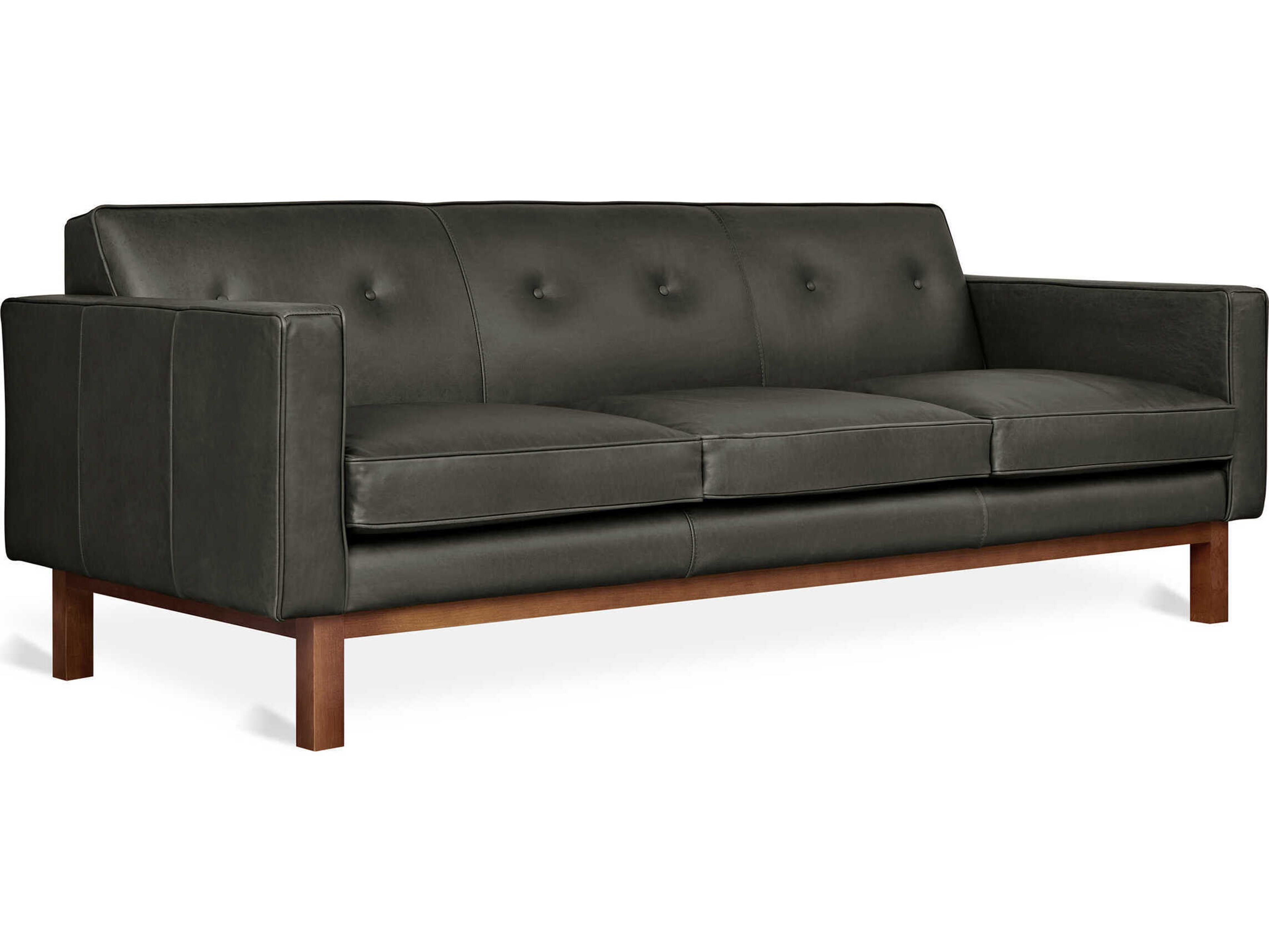 Gus* Modern Embassy Tucson Char Leather Black Sofa