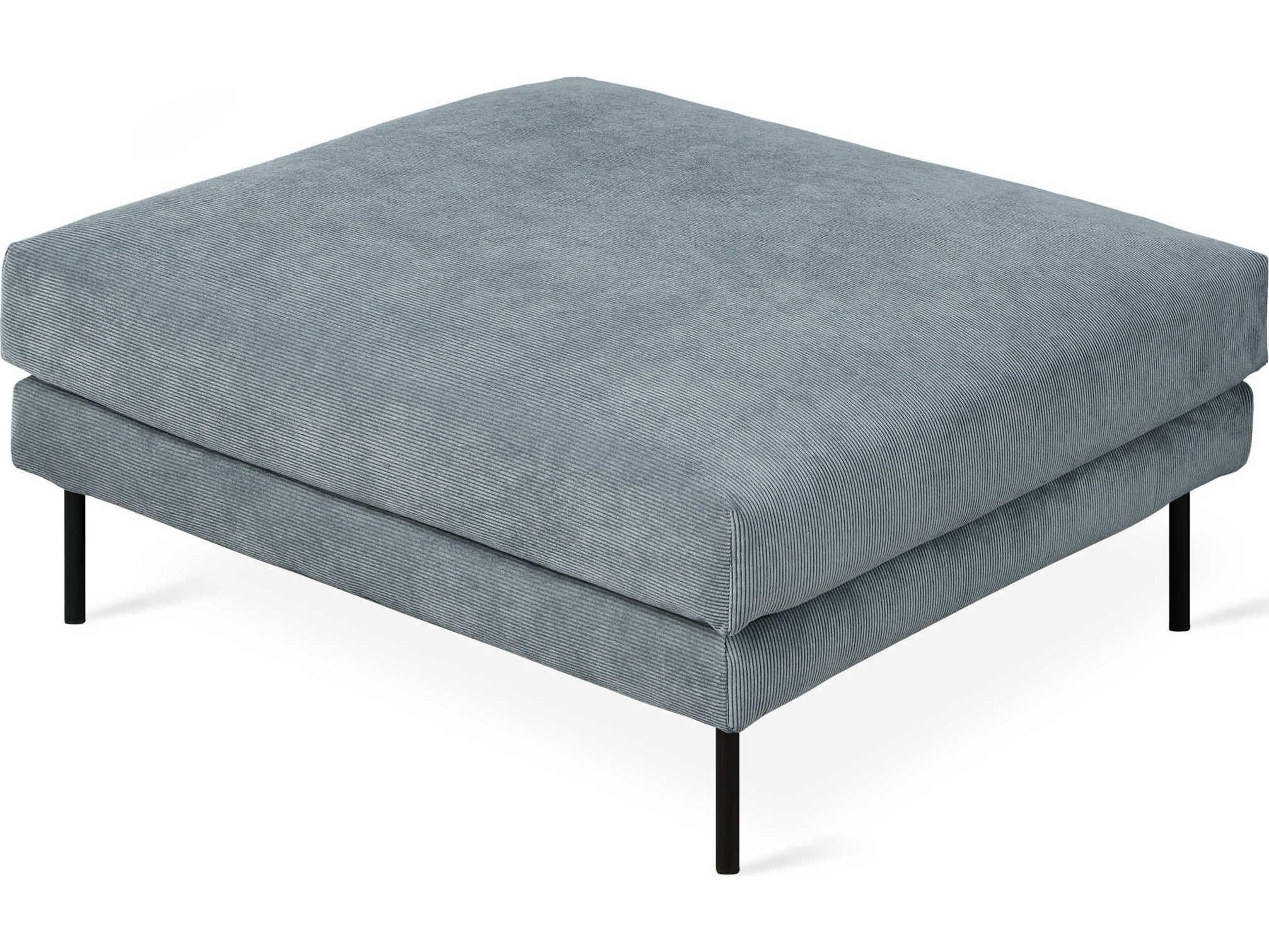 Gus* Modern Renfrew Mersey Skyline Black Blue Upholstered Ottoman