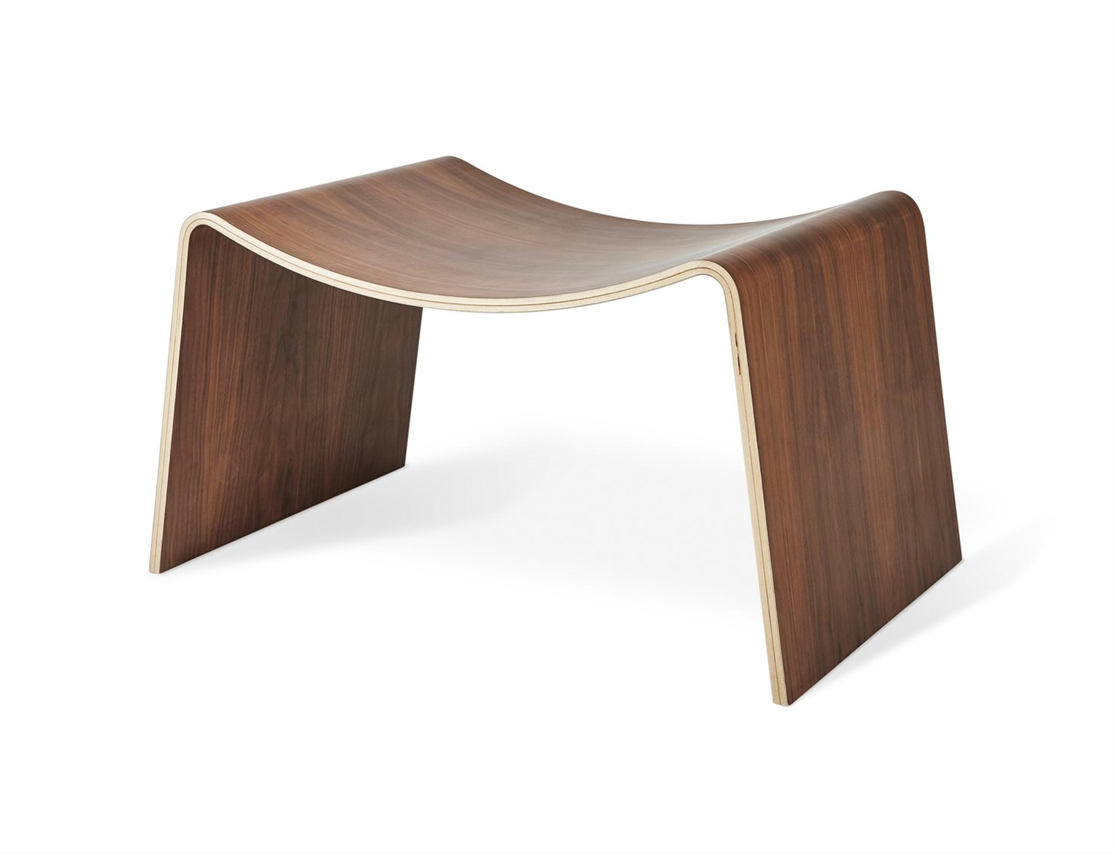 Gus* Modern Wave Walnut Black Brown Accent Stool