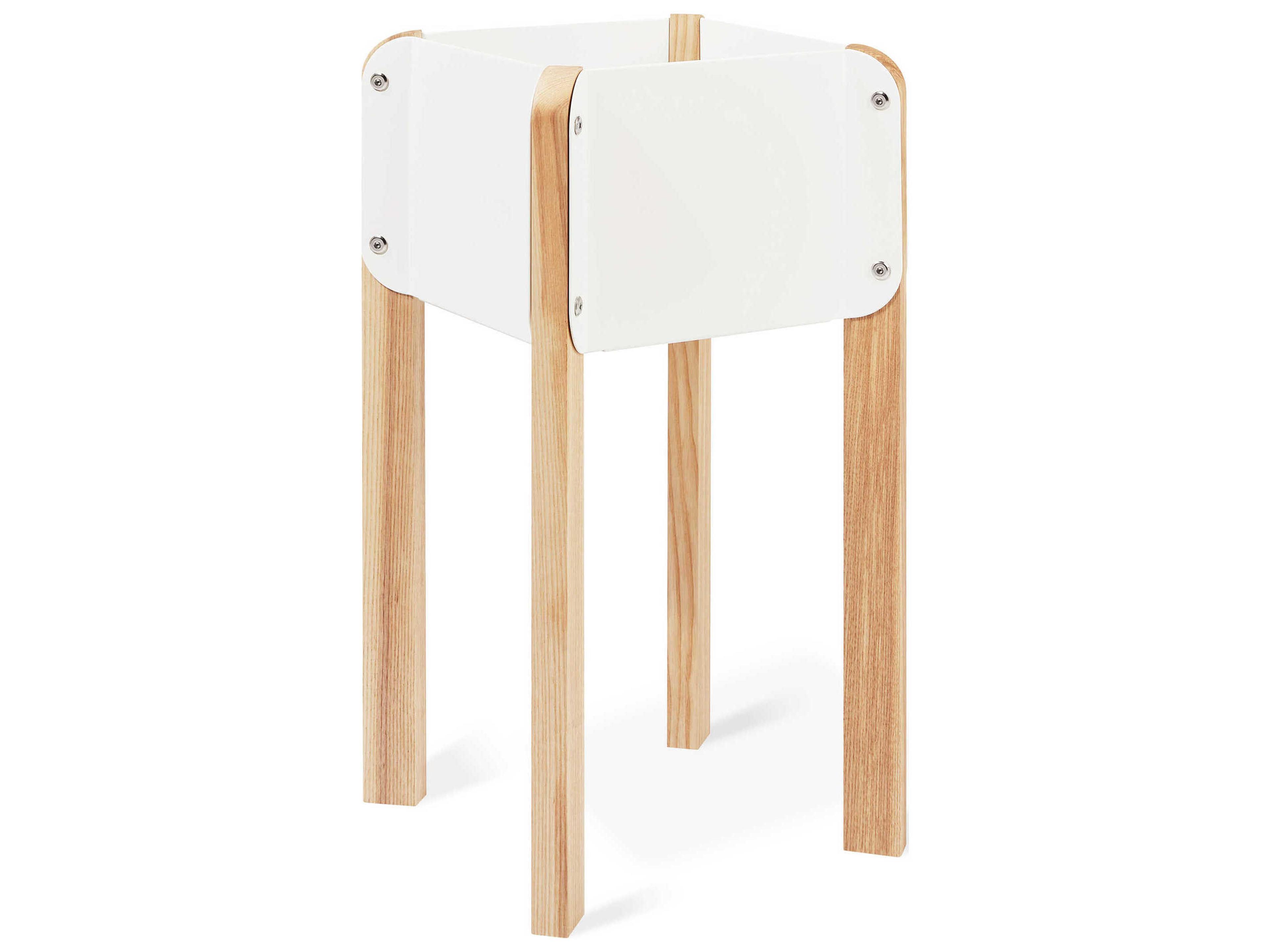 Gus* Modern Atrium White / Ash Natural 22" High Plant Stand
