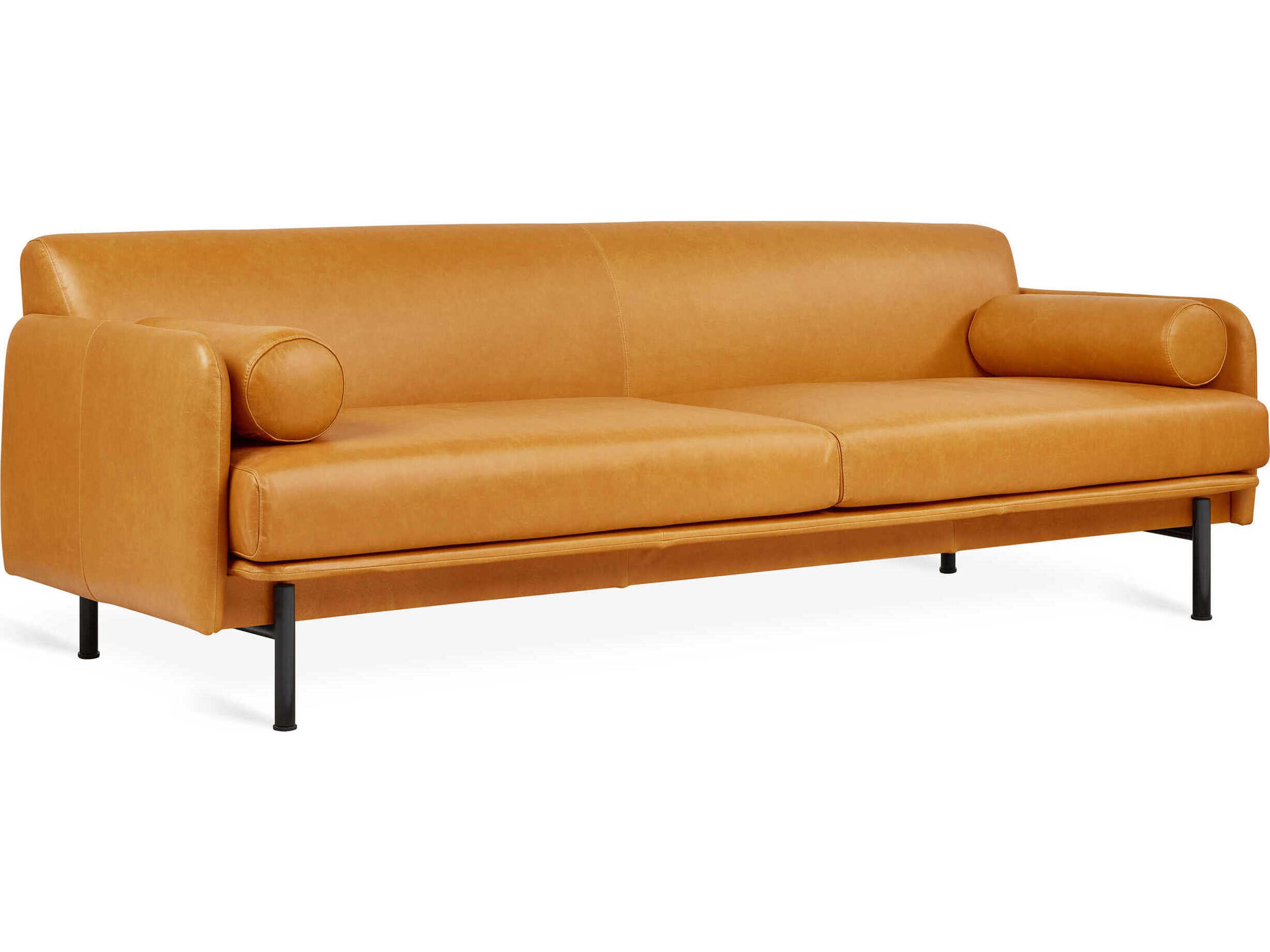 Gus* Modern Foundry Tucson Honey Leather Brown Sofa