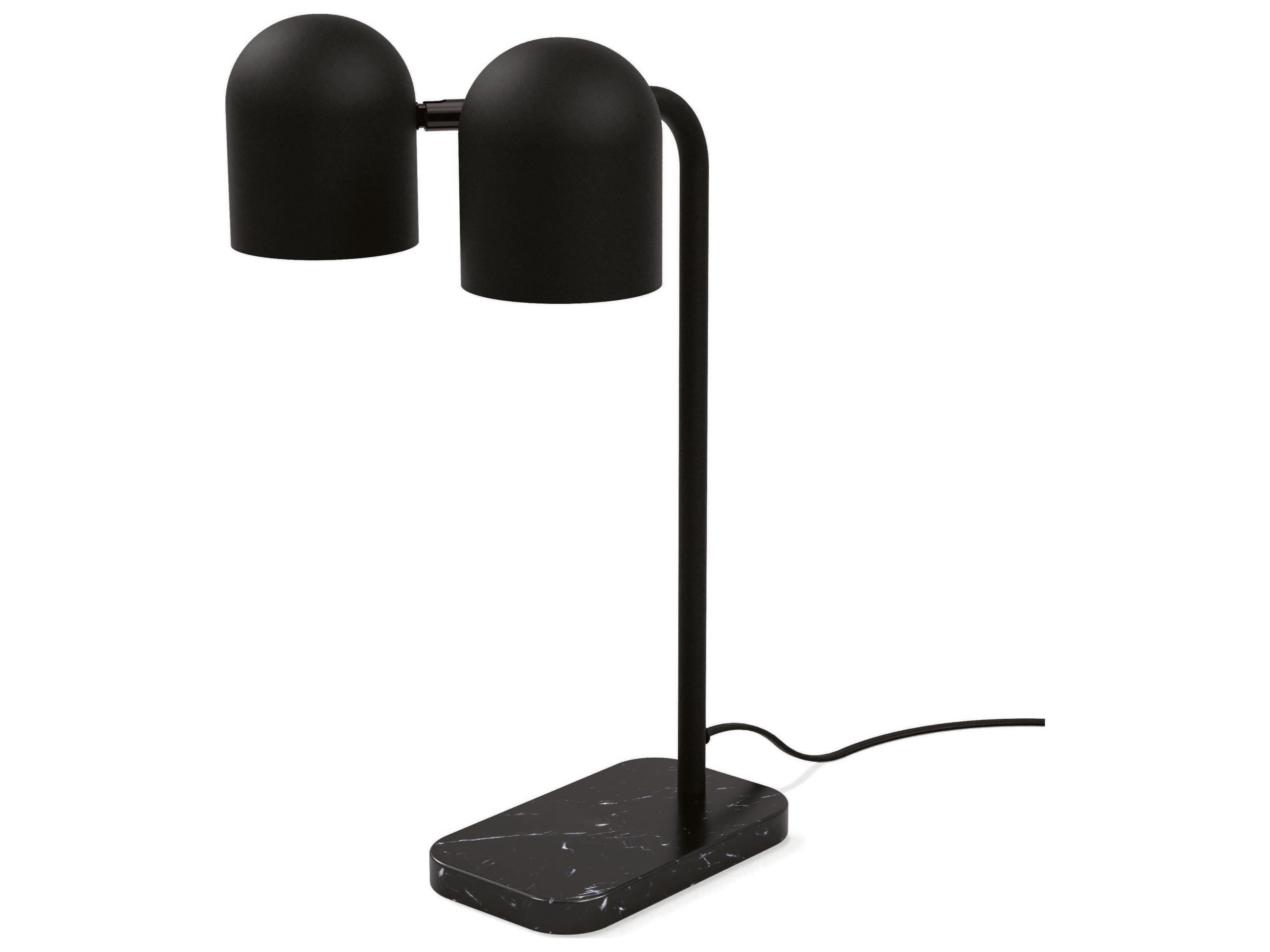 Gus* Modern Tandem Nero Marble Black LED Table Lamp