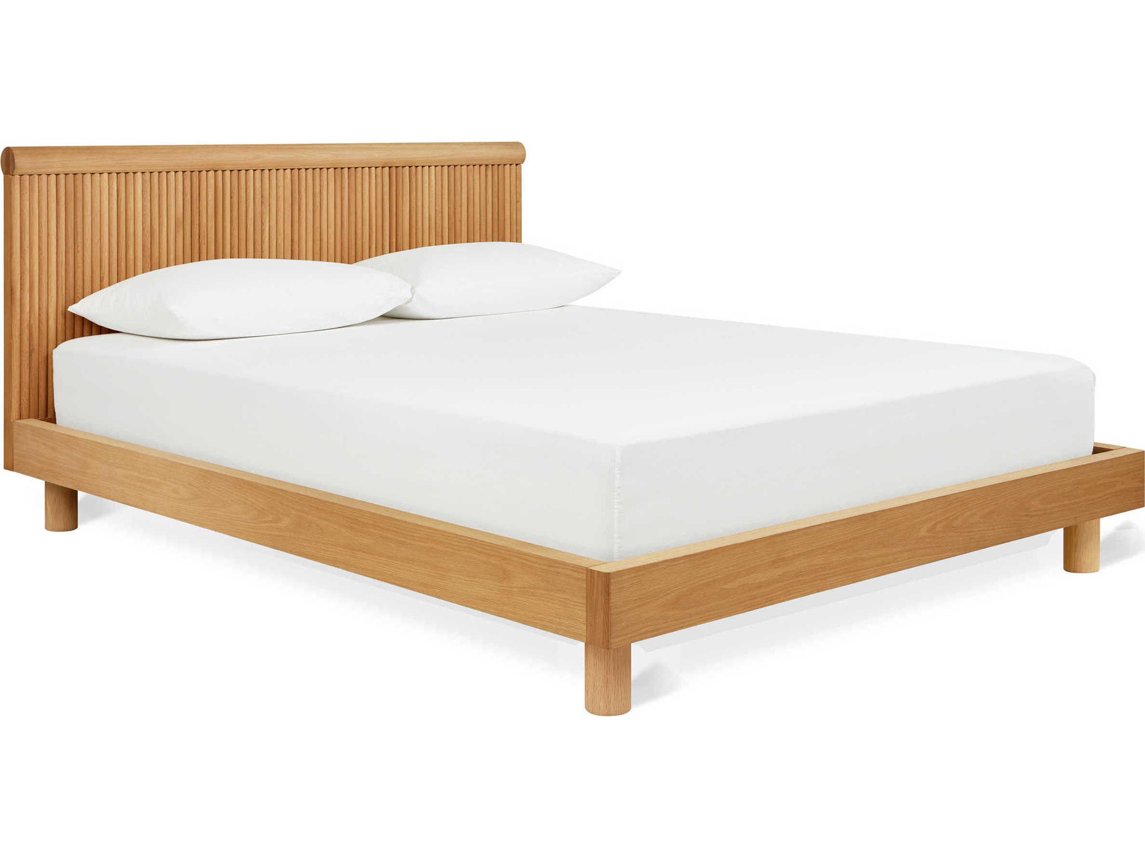 Gus* Modern Odeon White Oak Wood King Platform Bed