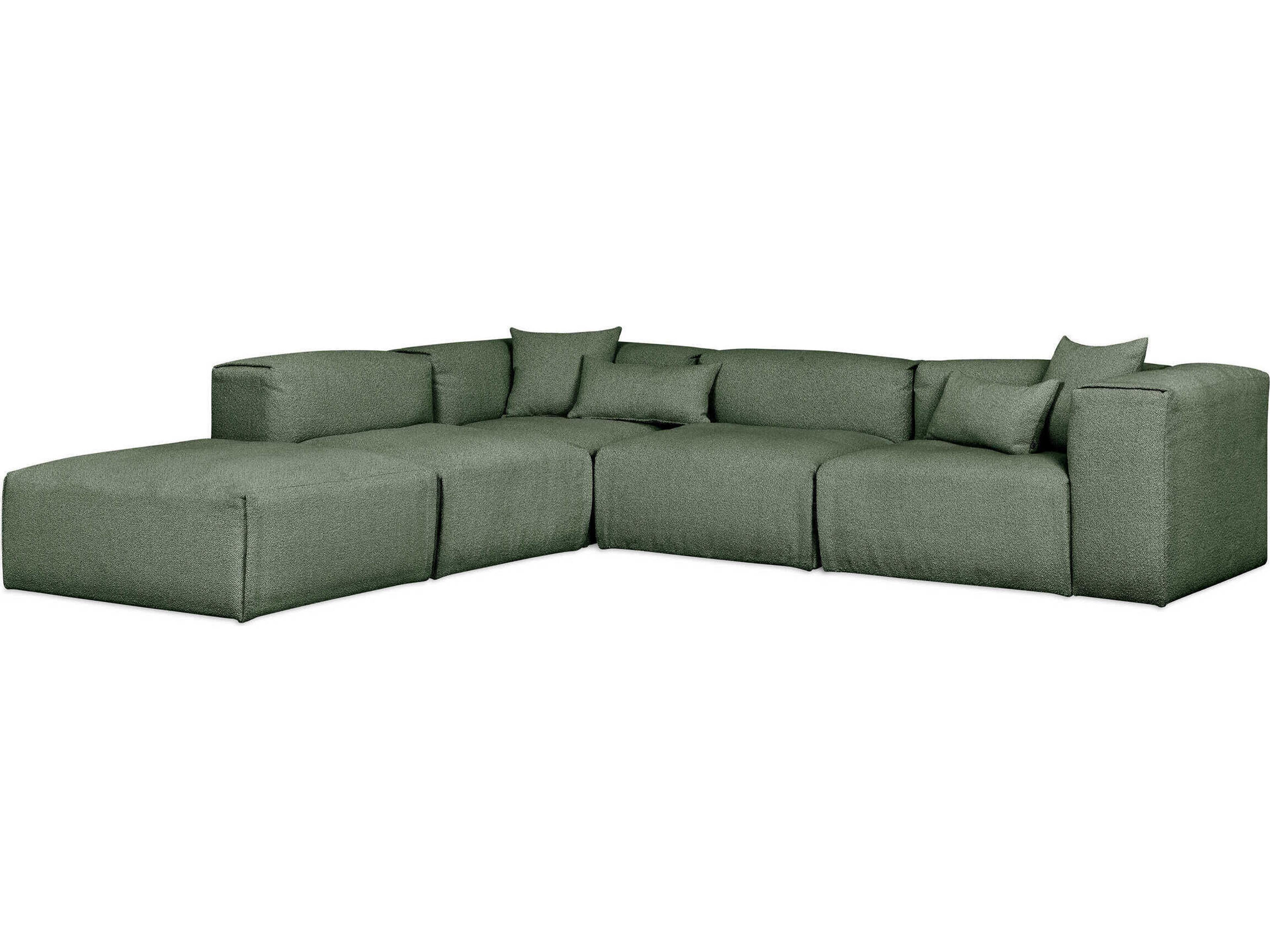 Gus* Modern Nest Green Upholstered Sectional Sofa