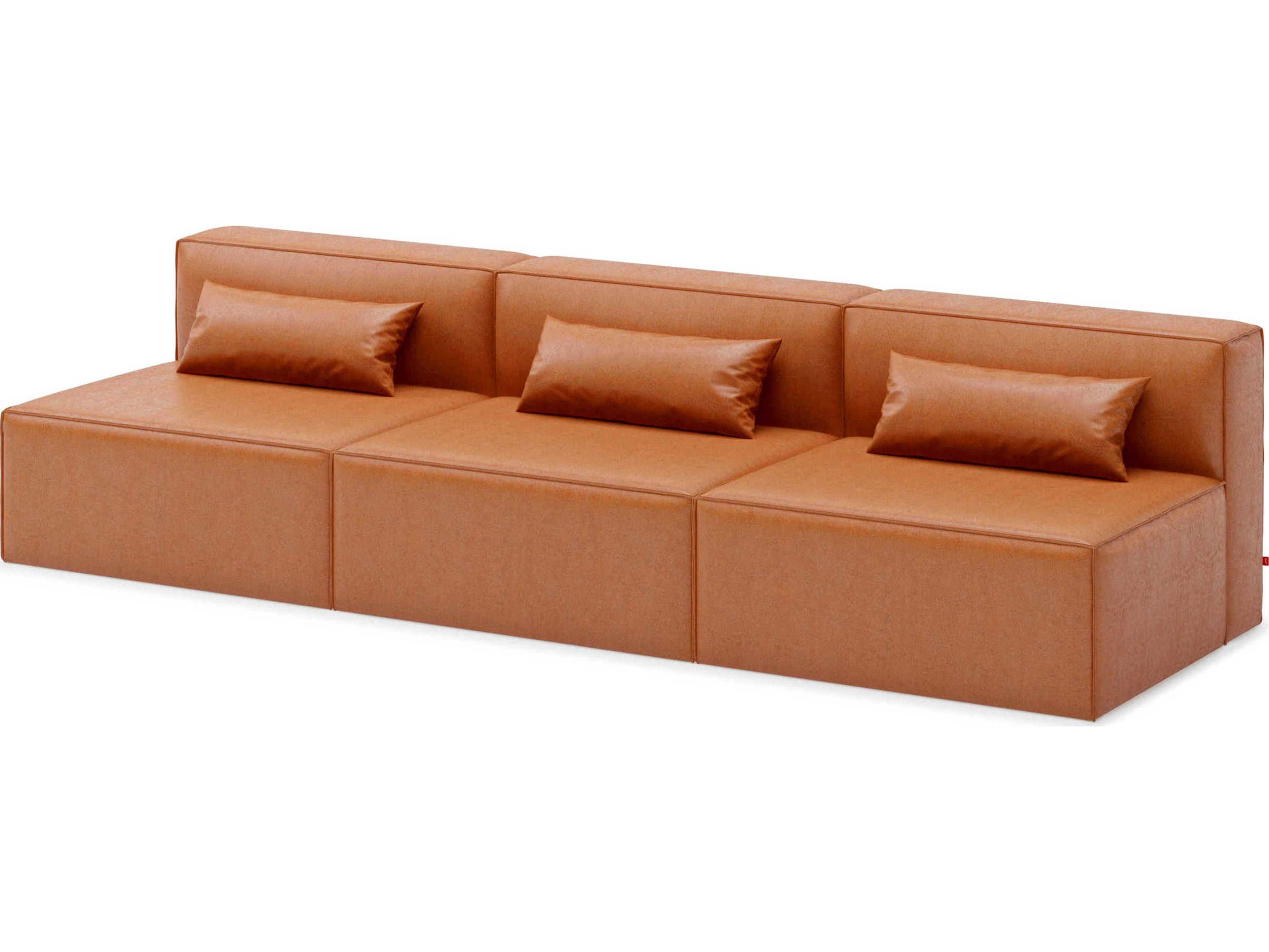 Gus* Modern Mix Leather Cognac Brown Upholstered Sofa