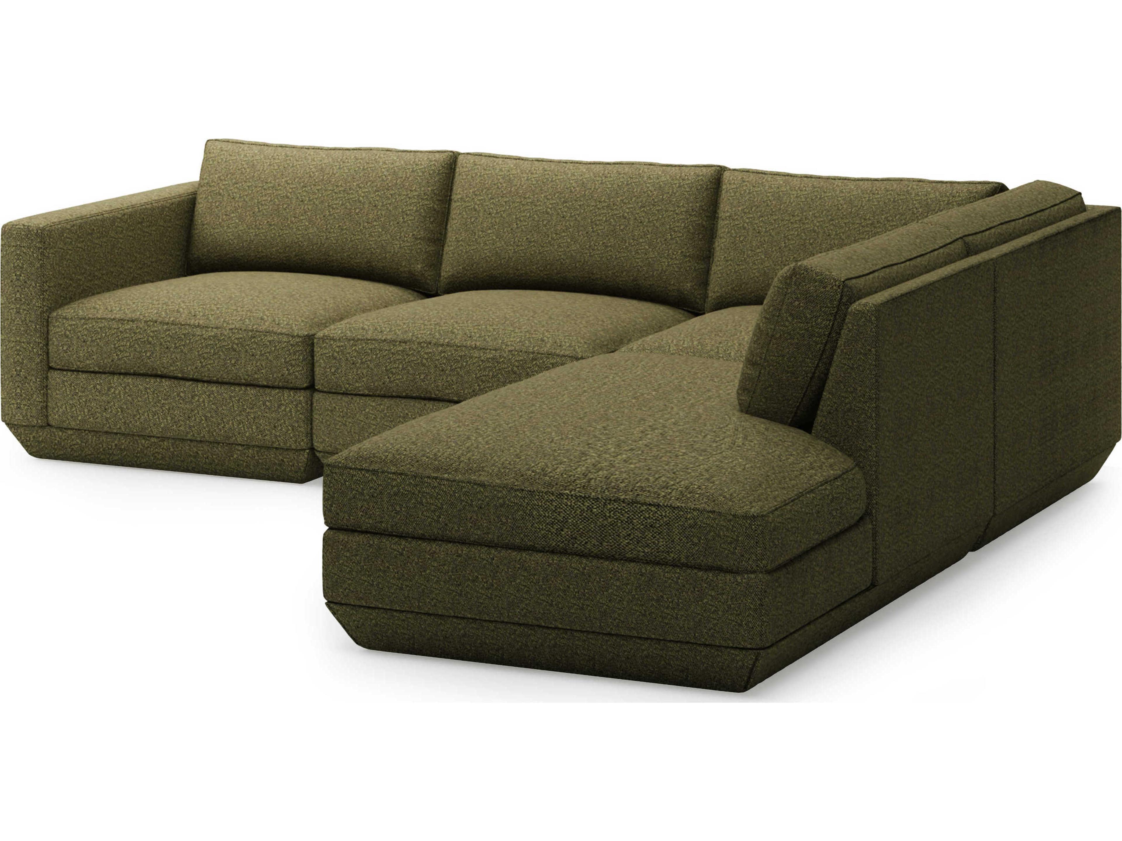 Gus* Modern Podium Green Upholstered Sectional Sofa