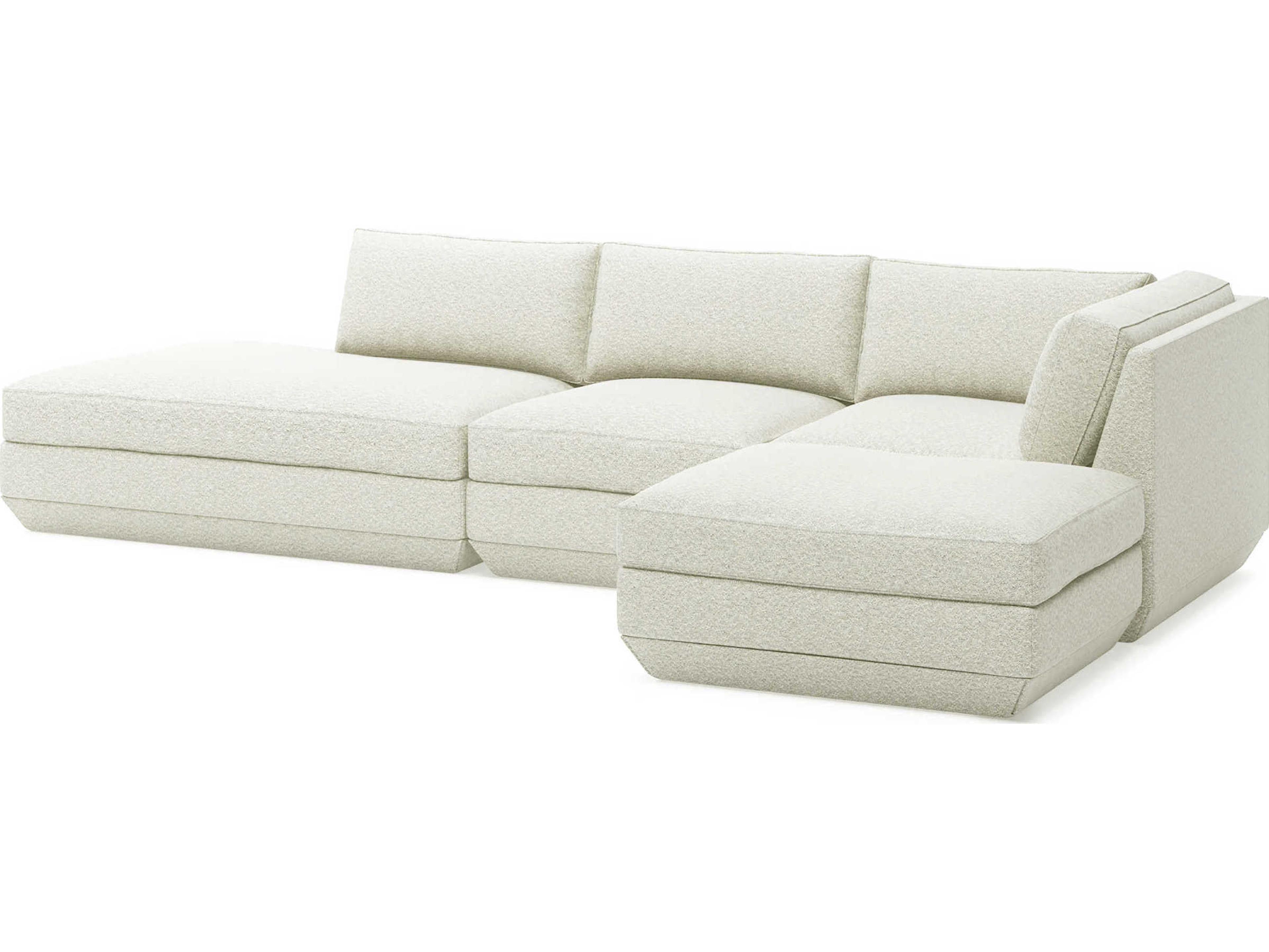 Gus* Modern Podium White Upholstered Sectional Sofa