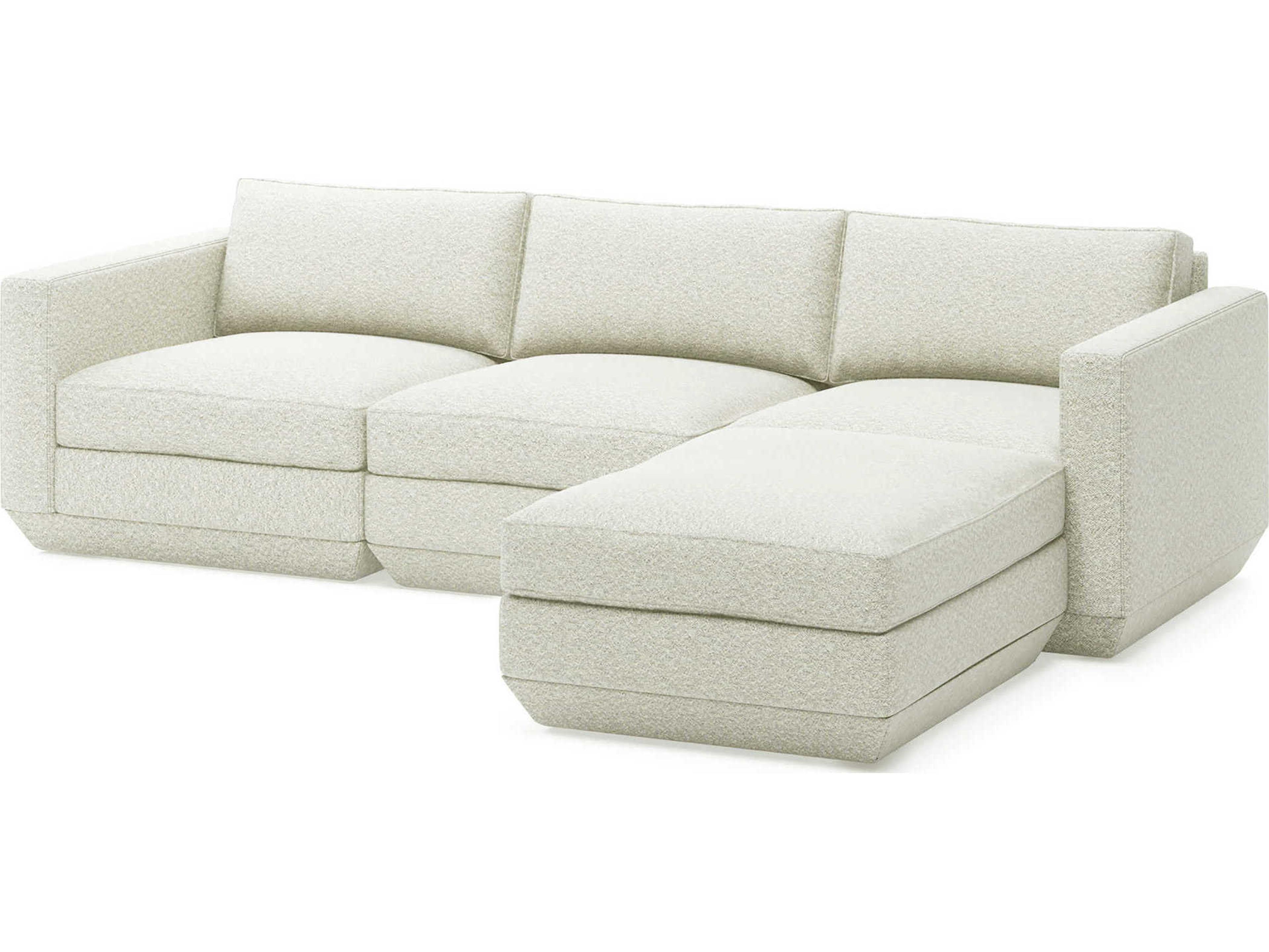 Gus* Modern Podium White Upholstered Sectional Sofa