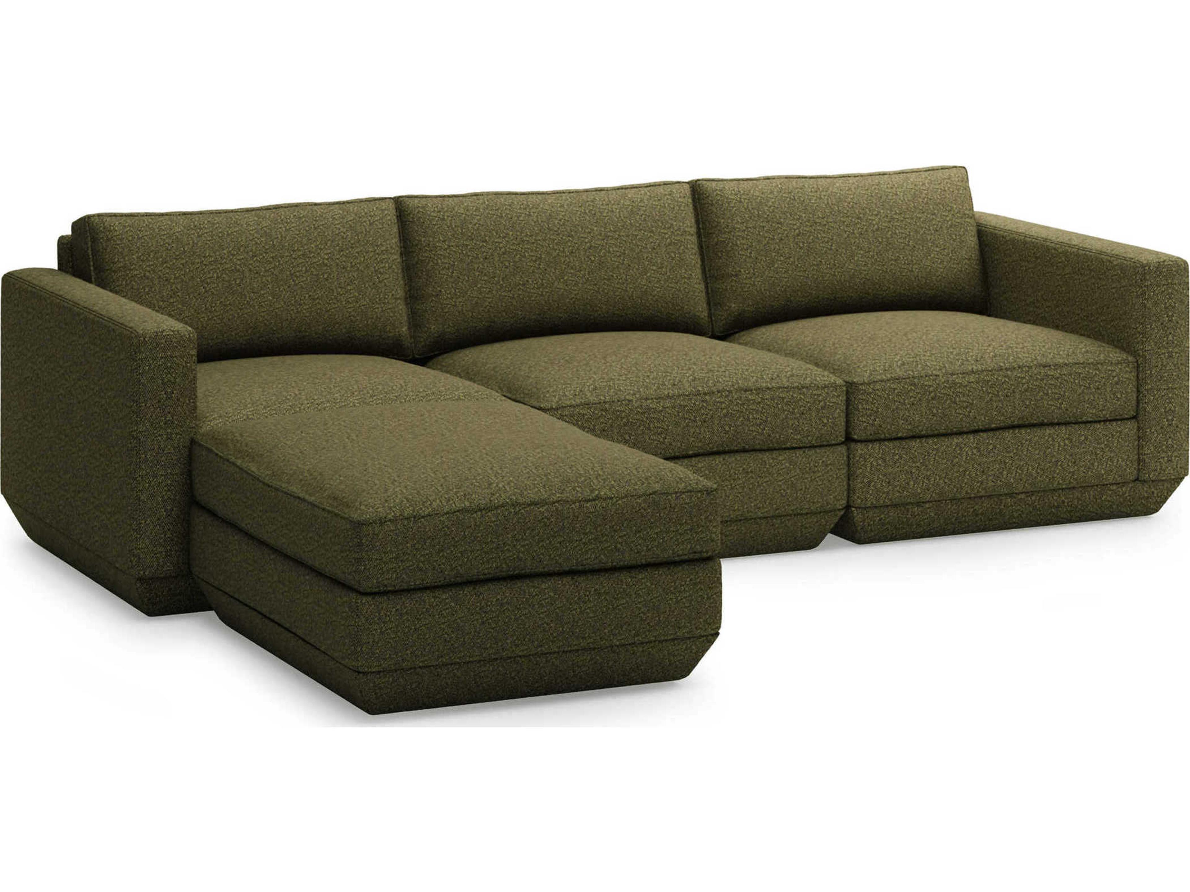 Gus* Modern Podium Green Upholstered Sectional Sofa
