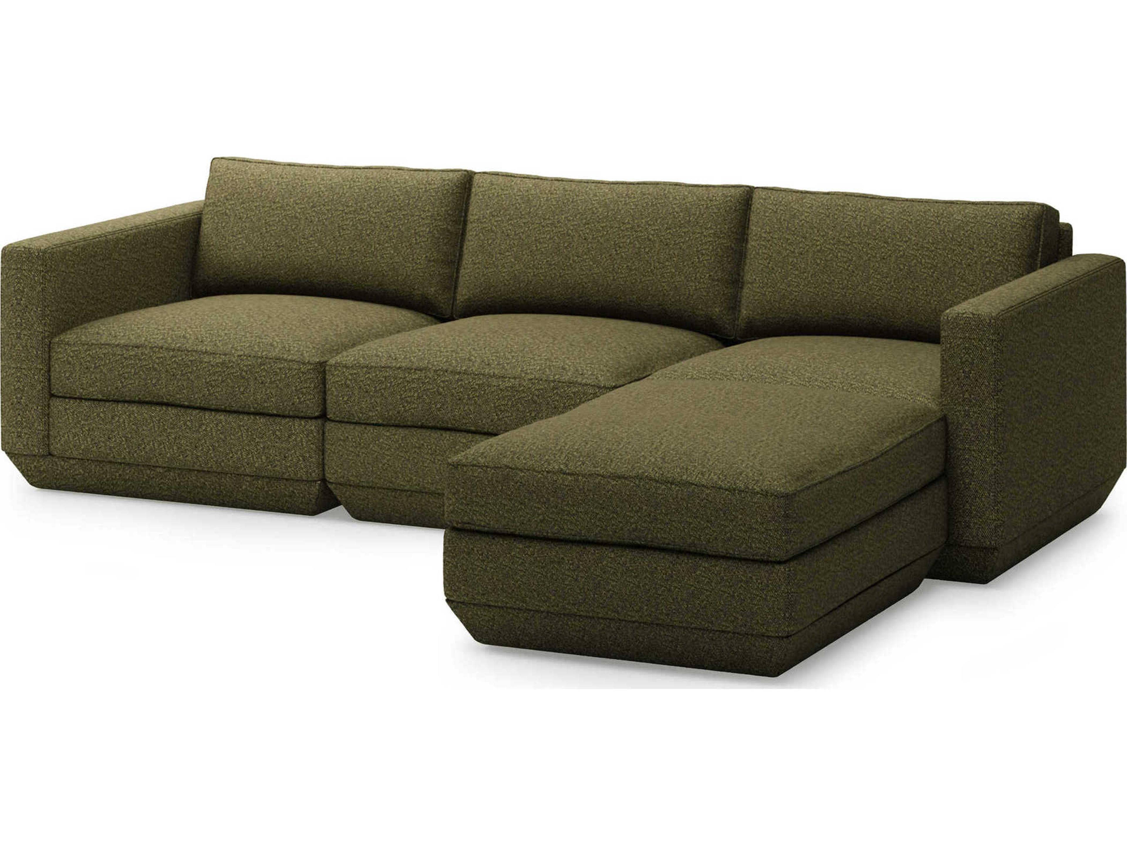 Gus* Modern Podium Green Upholstered Sectional Sofa