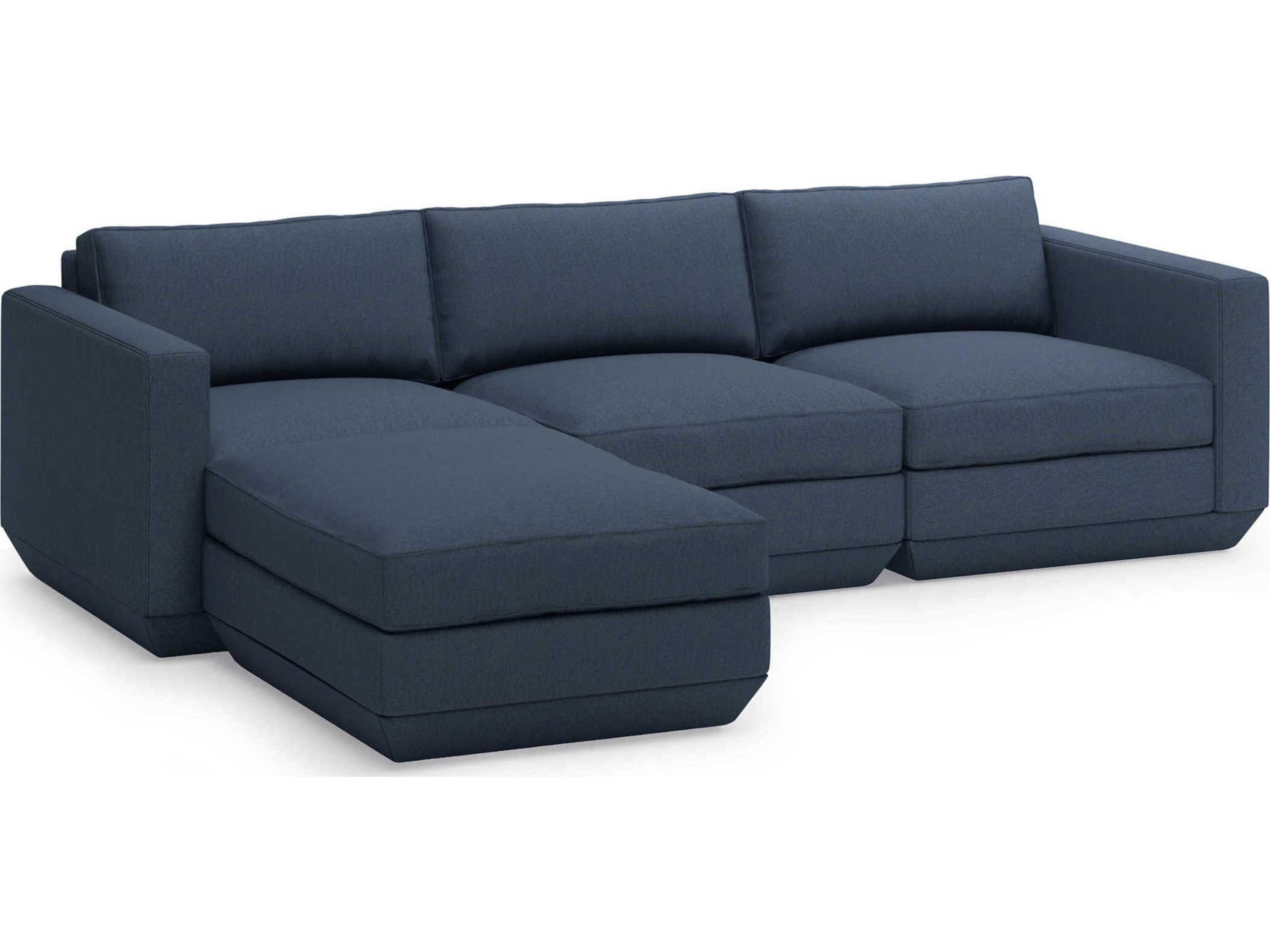 Gus* Modern Podium Blue Upholstered Sectional Sofa