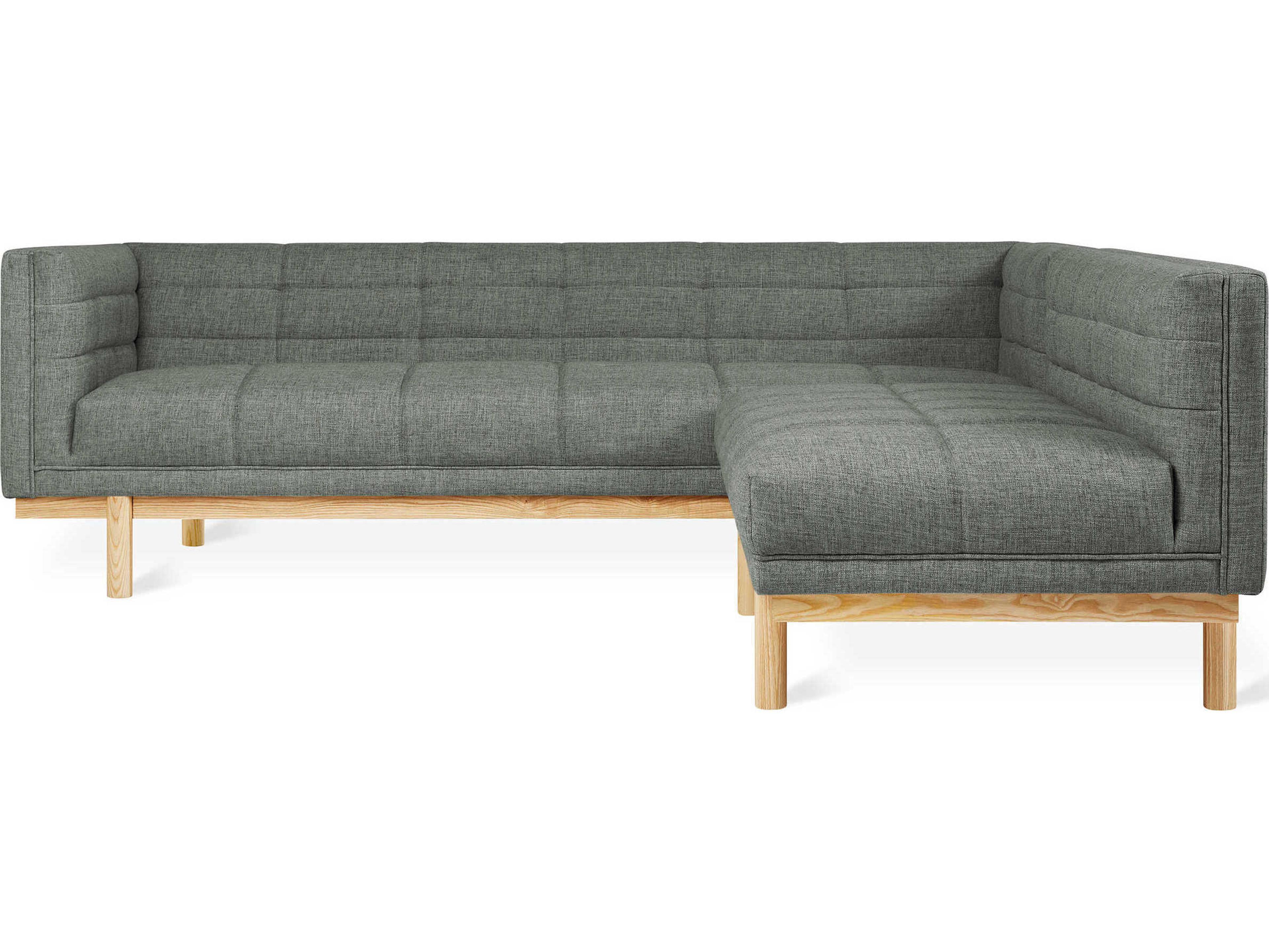Gus* Modern Mulholland Tufted Gray Upholstered Sectional Sofa