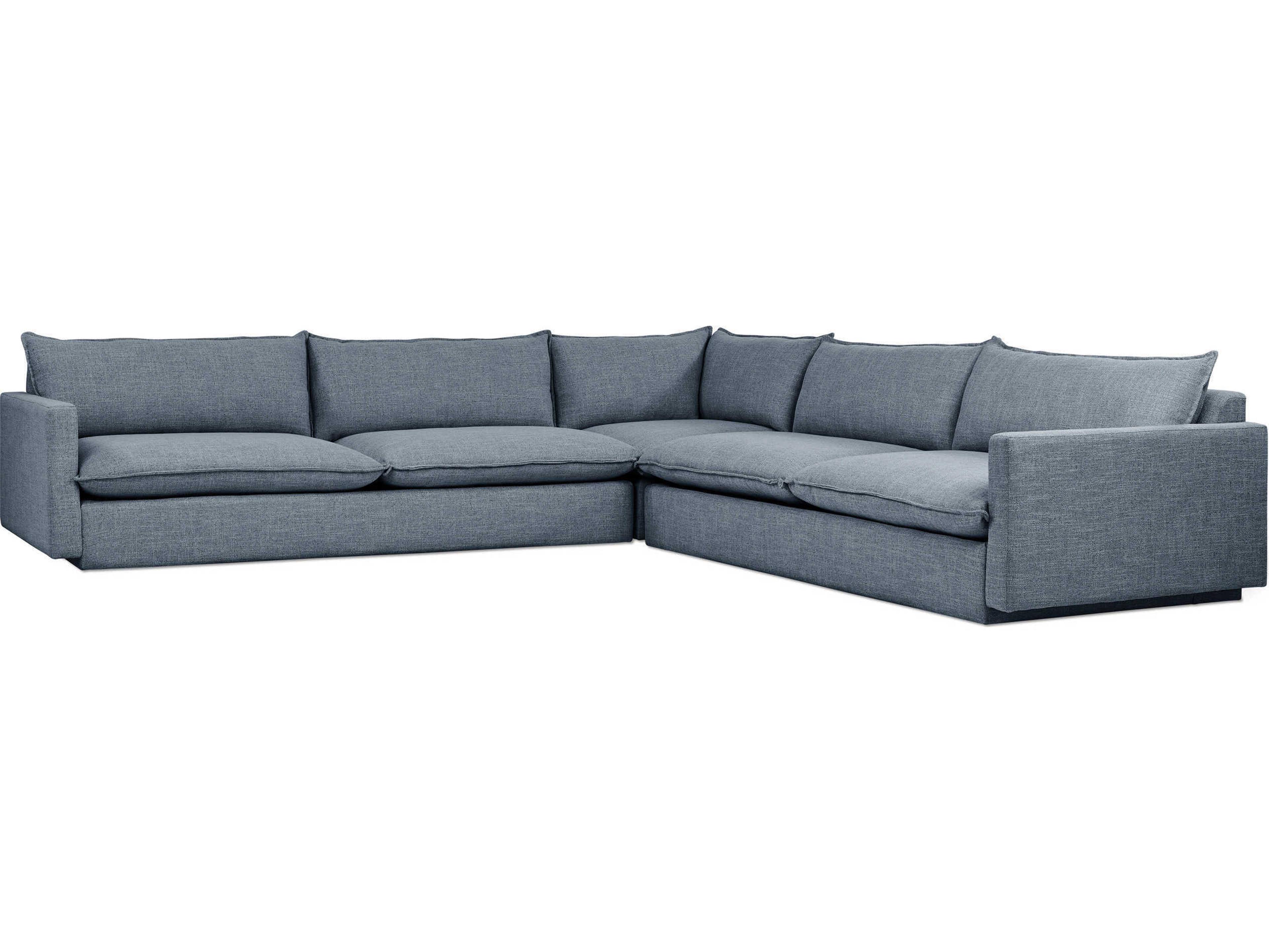 Gus* Modern Sola Blue Upholstered Sectional Sofa