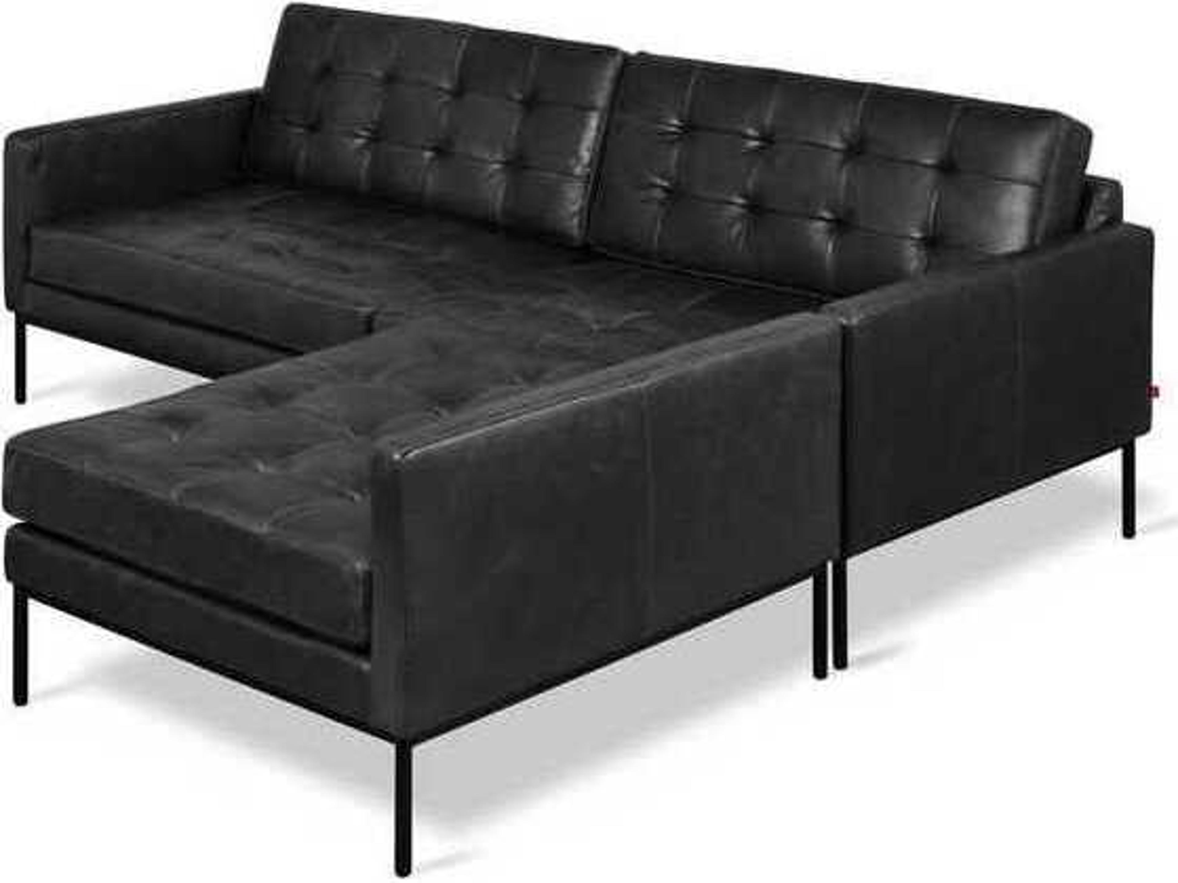 Gus* Modern Towne Black Leather Sectional Sofa