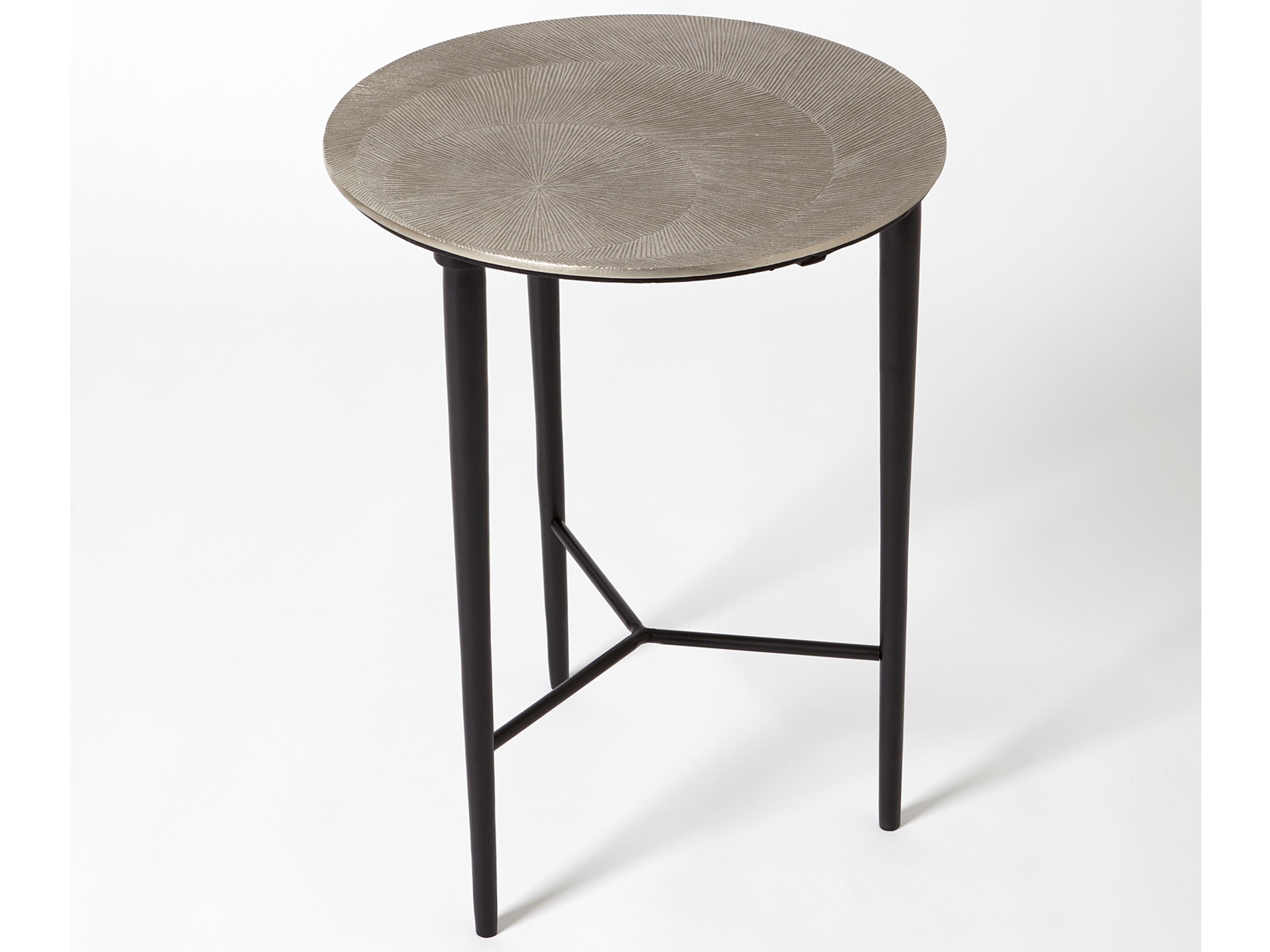 Global Views Round Metal Antique Nickel End Table