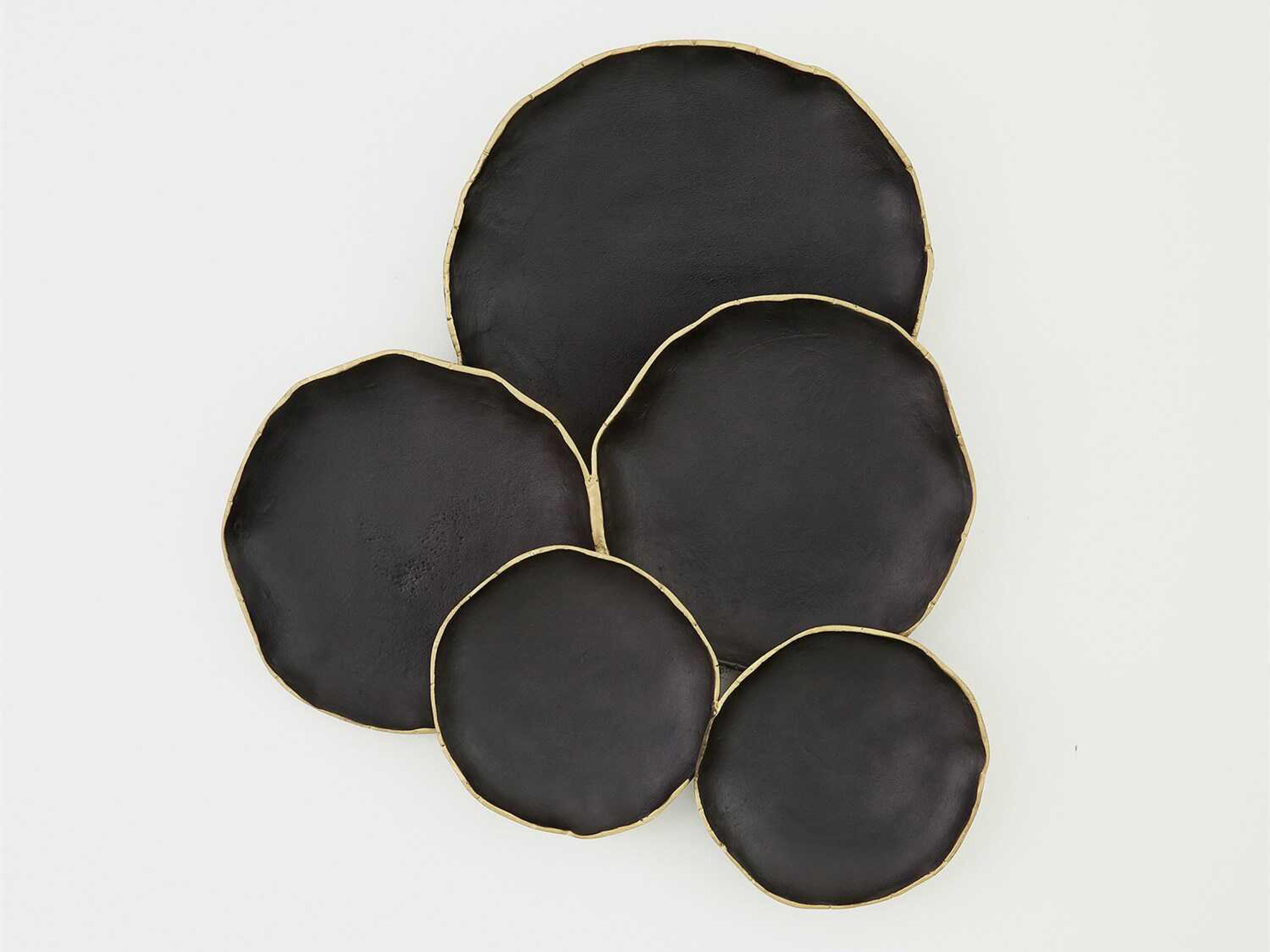 Global Views Tipped Edge Black / Antique Brass 34" 5-Cluster Wall Decor
