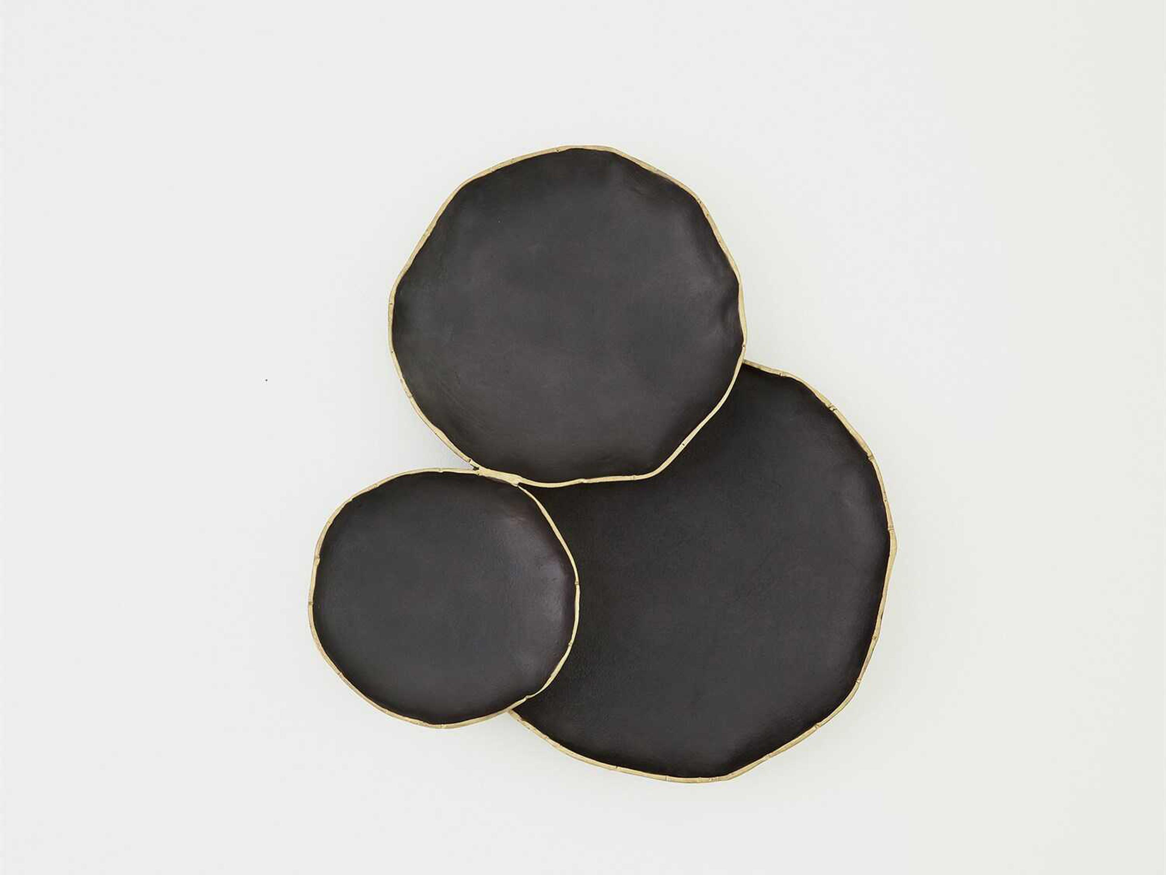 Global Views Tipped Edge Black / Antique Brass 28" 3-Cluster Wall Decor