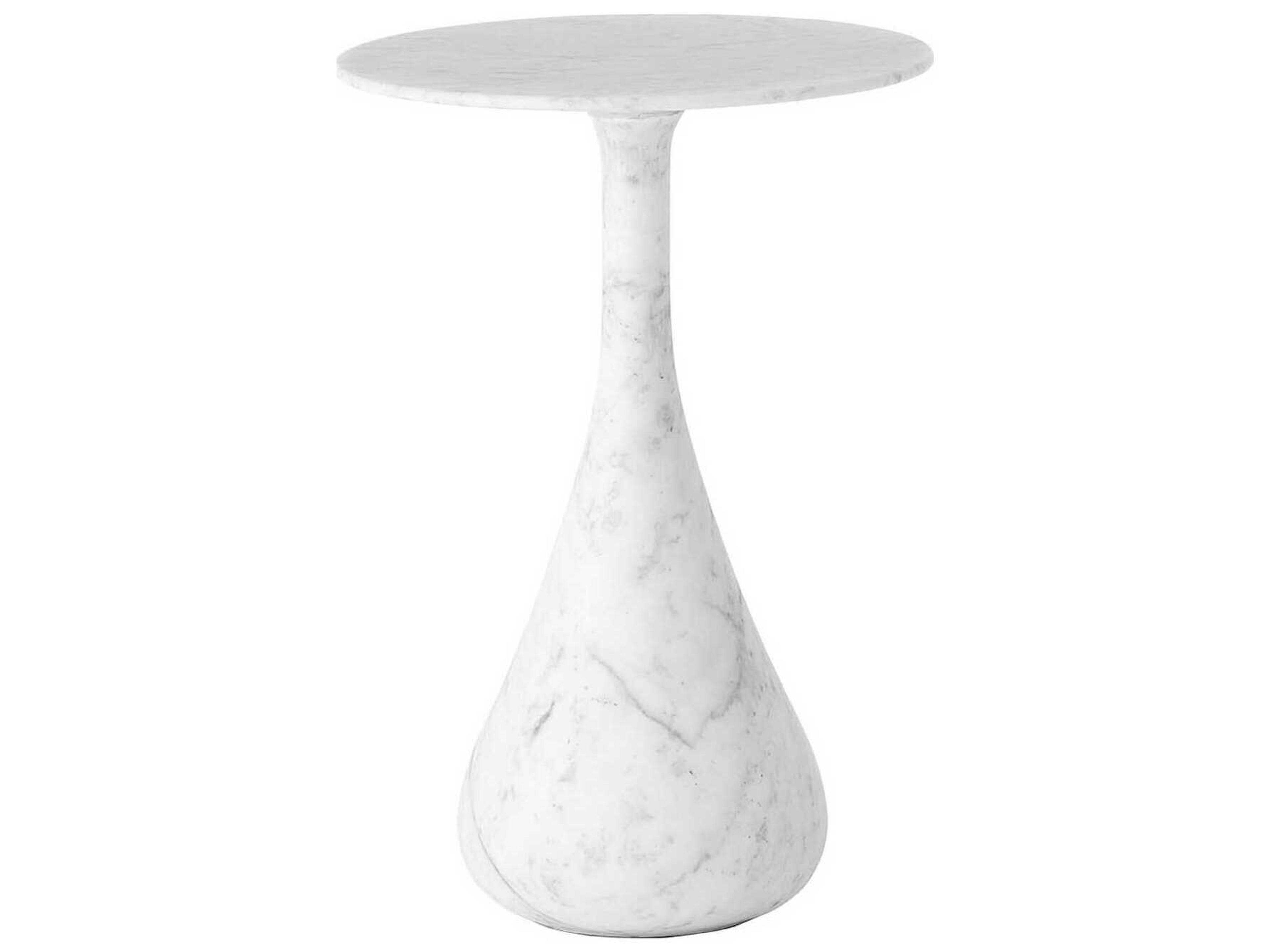 Global Views Dea Round Marble Grey White End Table