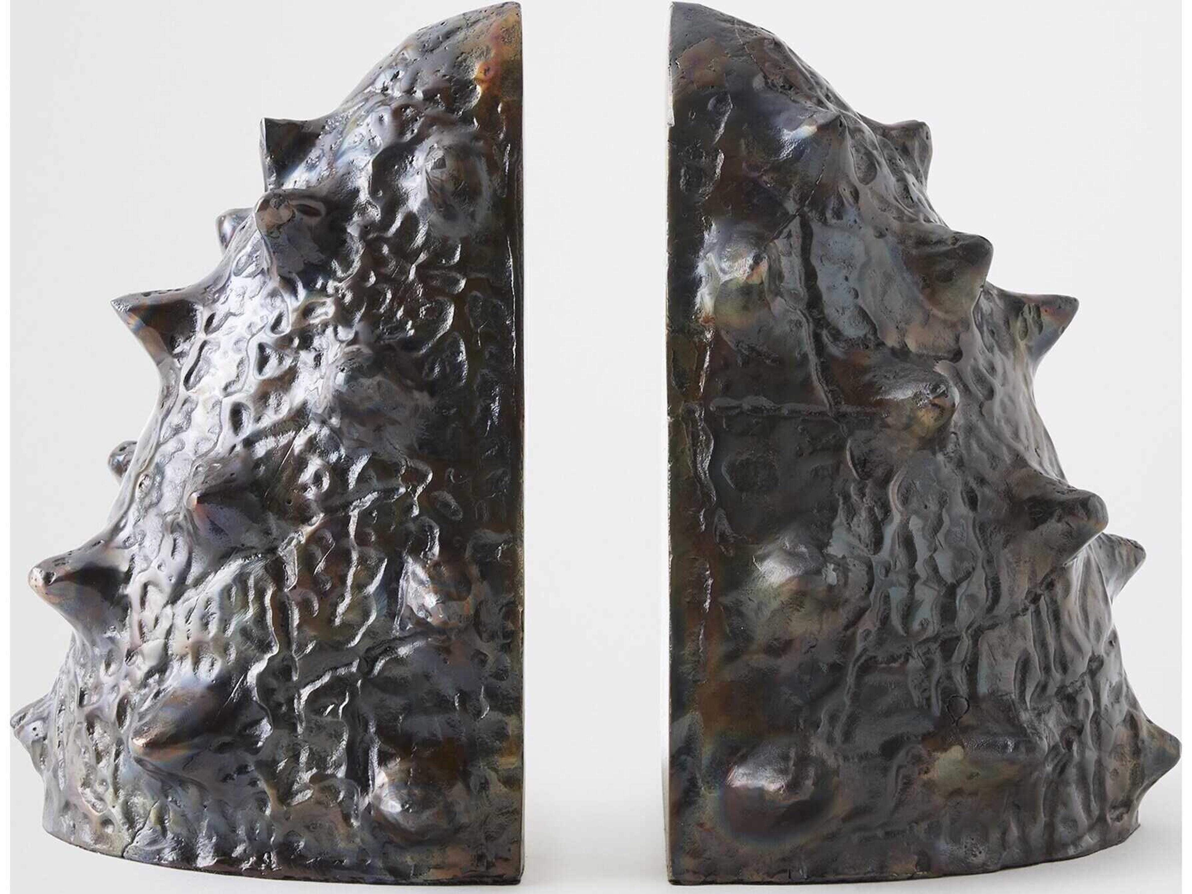 Global Views Biomorphic Bronze And Faux Brass Bookends