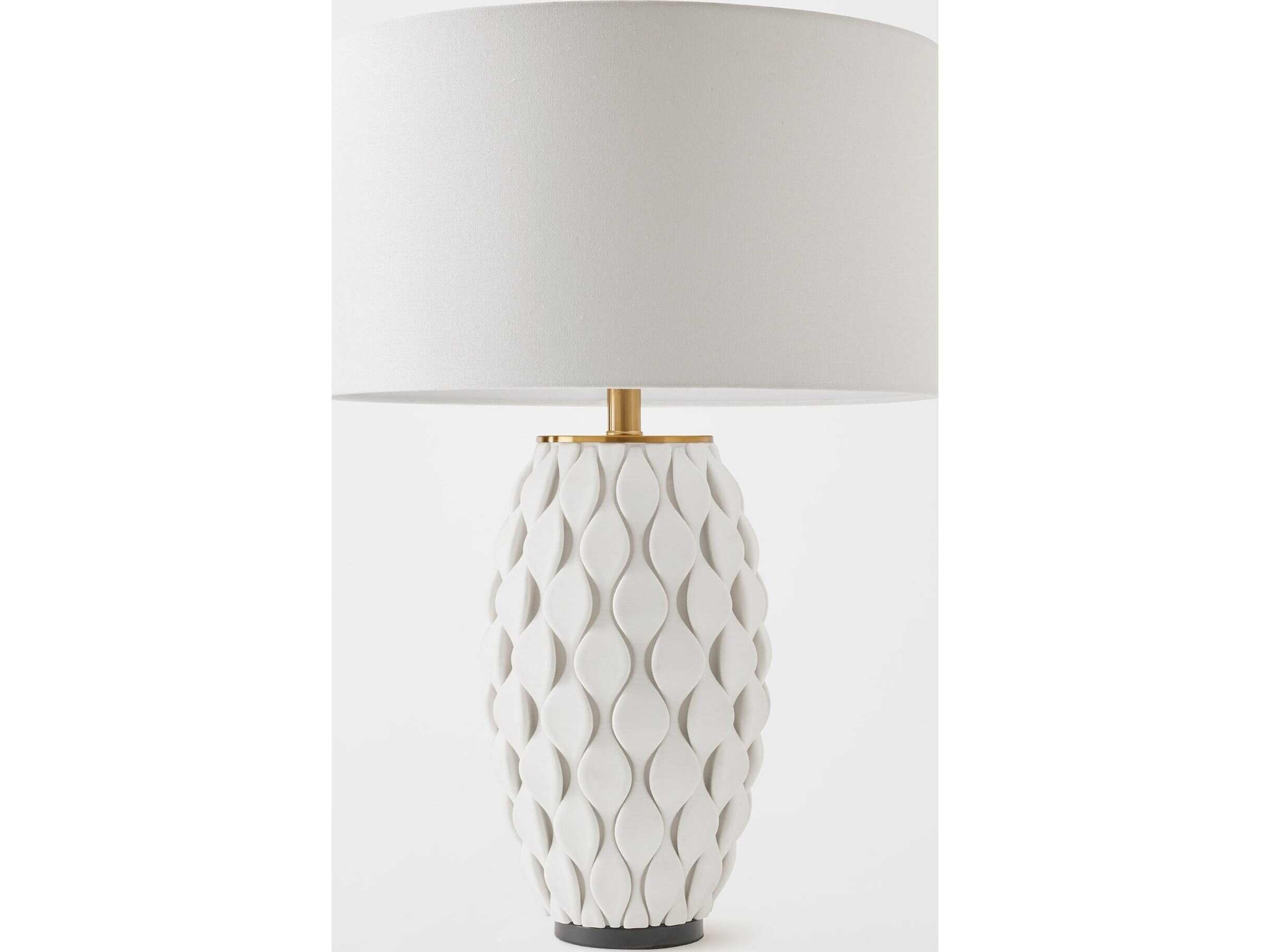 Global Views Pillowed White Brass Black Buffet Lamp
